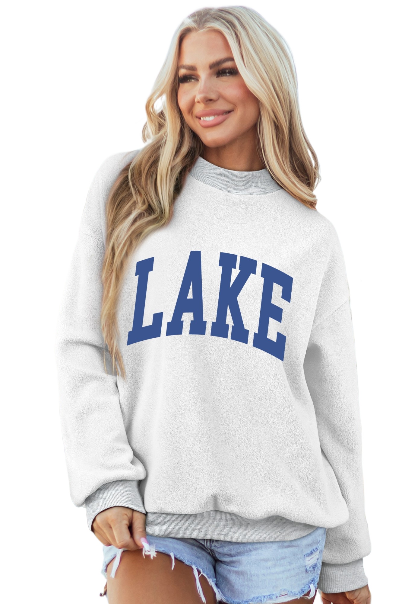 Women's Reversible Sweatshirt, Casual Mock Neck Pullover - Main View Women's Reversible Sweatshirt, Casual Mock Neck Pullover - Main View