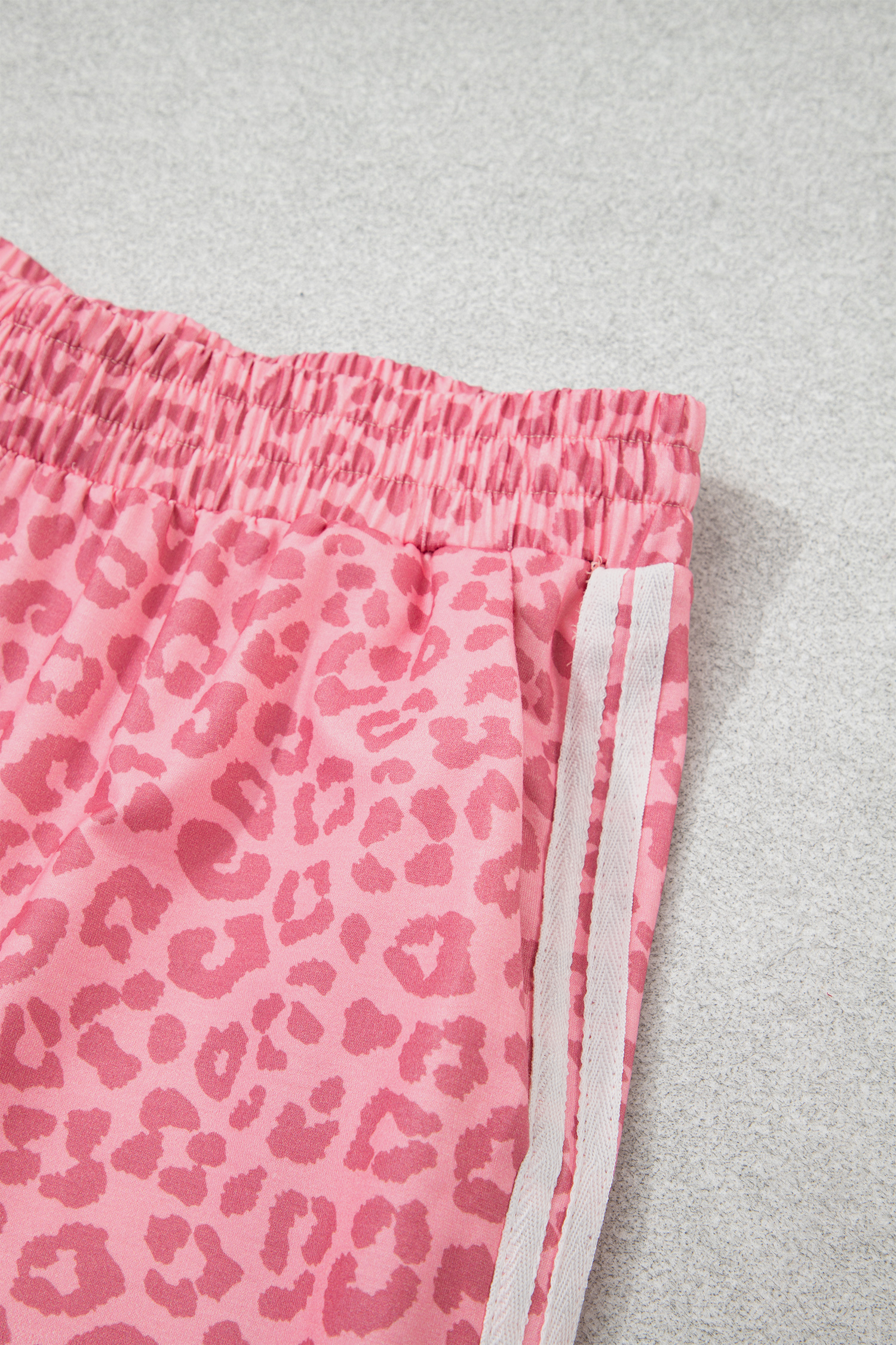 Women's Leopard Pants Set, Casual Pink Loungewear - Detail View 10 Women's Leopard Pants Set, Casual Pink Loungewear - Detail View 10