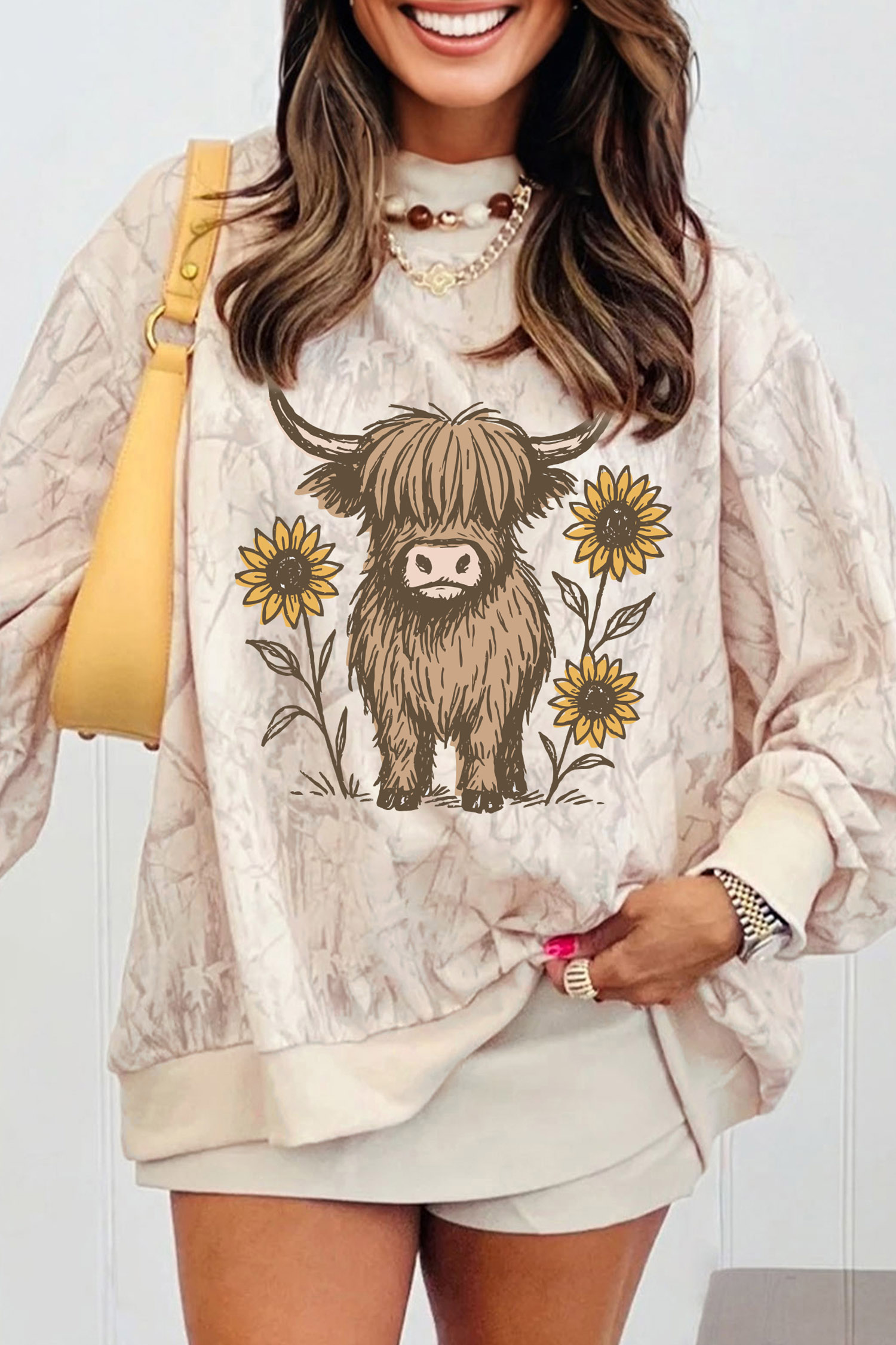 Women's Tie Dye Sweatshirt, Cozy Polyester High Neck Pullover - Detail View 3 Women's Tie Dye Sweatshirt, Cozy Polyester High Neck Pullover - Detail View 3
