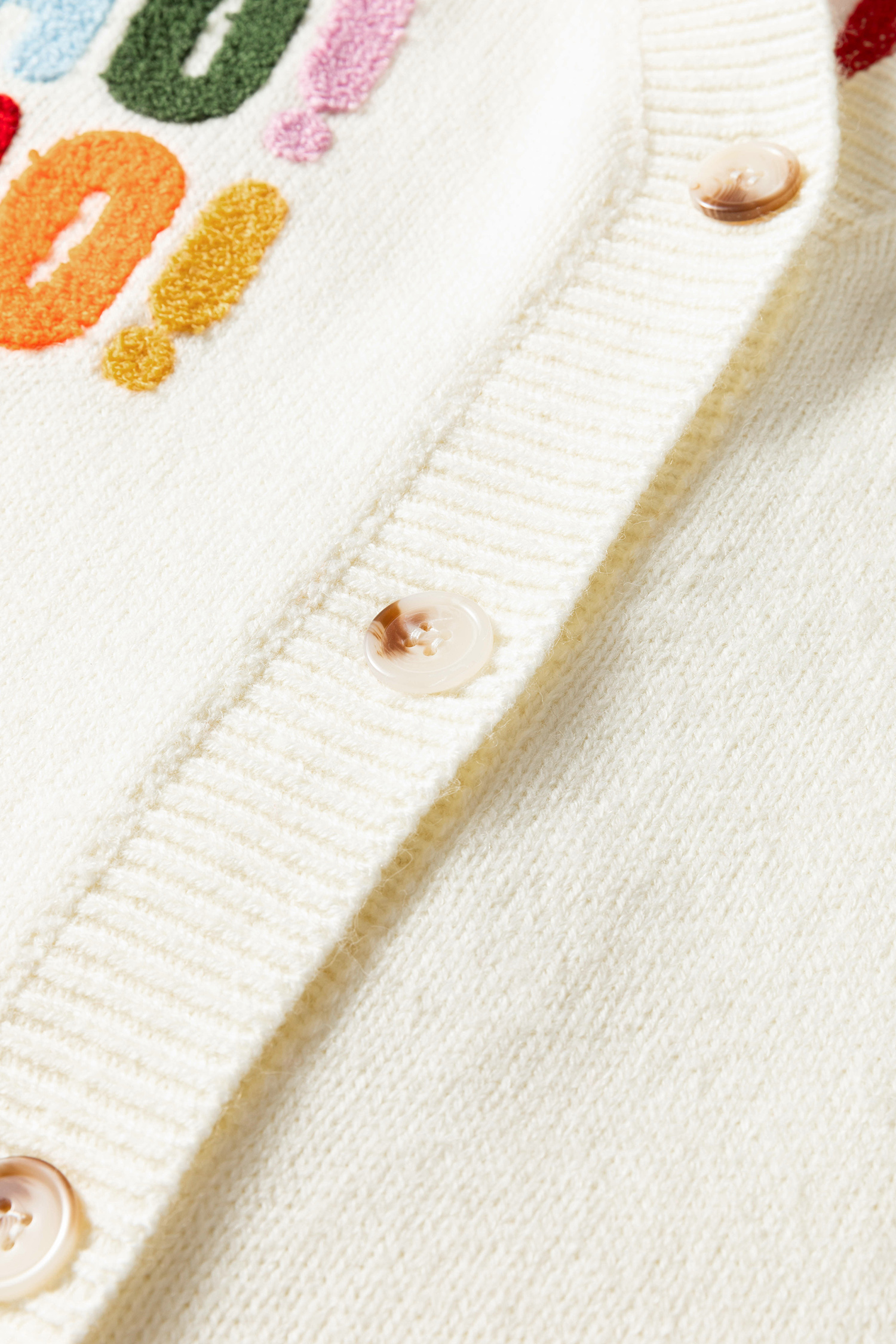 Women's Christmas Sweater, Embroidered Slogan Cardigan - Detail View 8 Women's Christmas Sweater, Embroidered Slogan Cardigan - Detail View 8