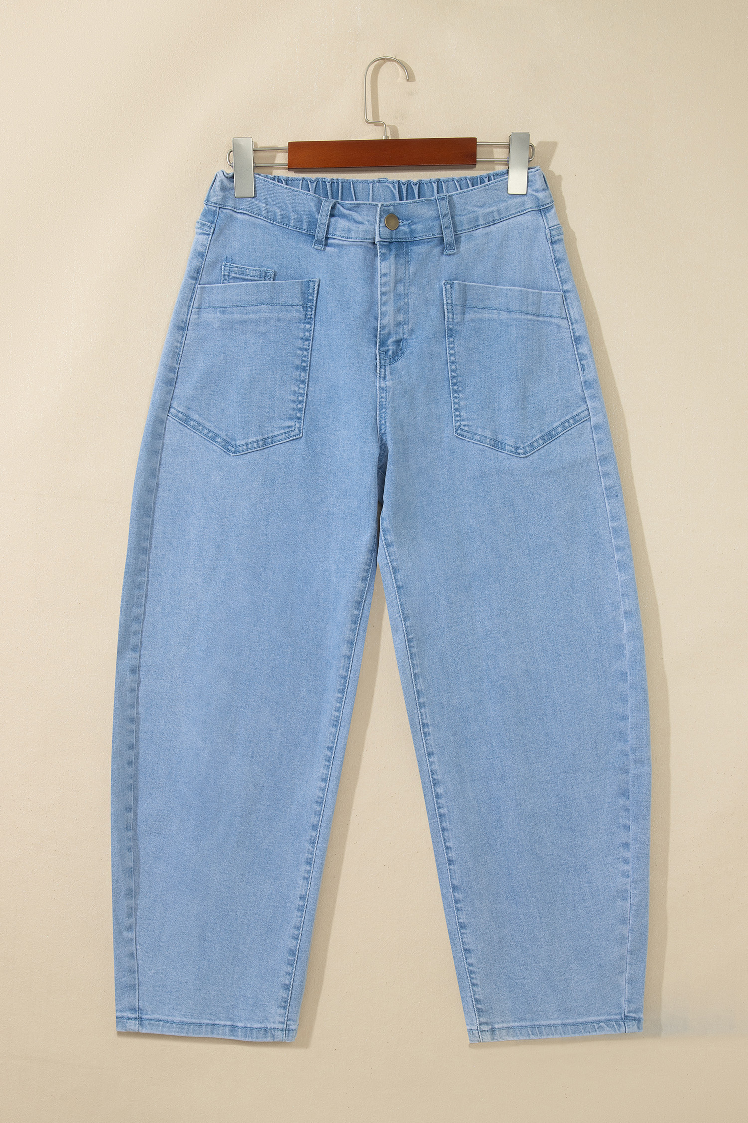 Beau Blue Barrel Jeans, Casual Ankle Length Denim Trousers - Detail View 5 Beau Blue Barrel Jeans, Casual Ankle Length Denim Trousers - Detail View 5