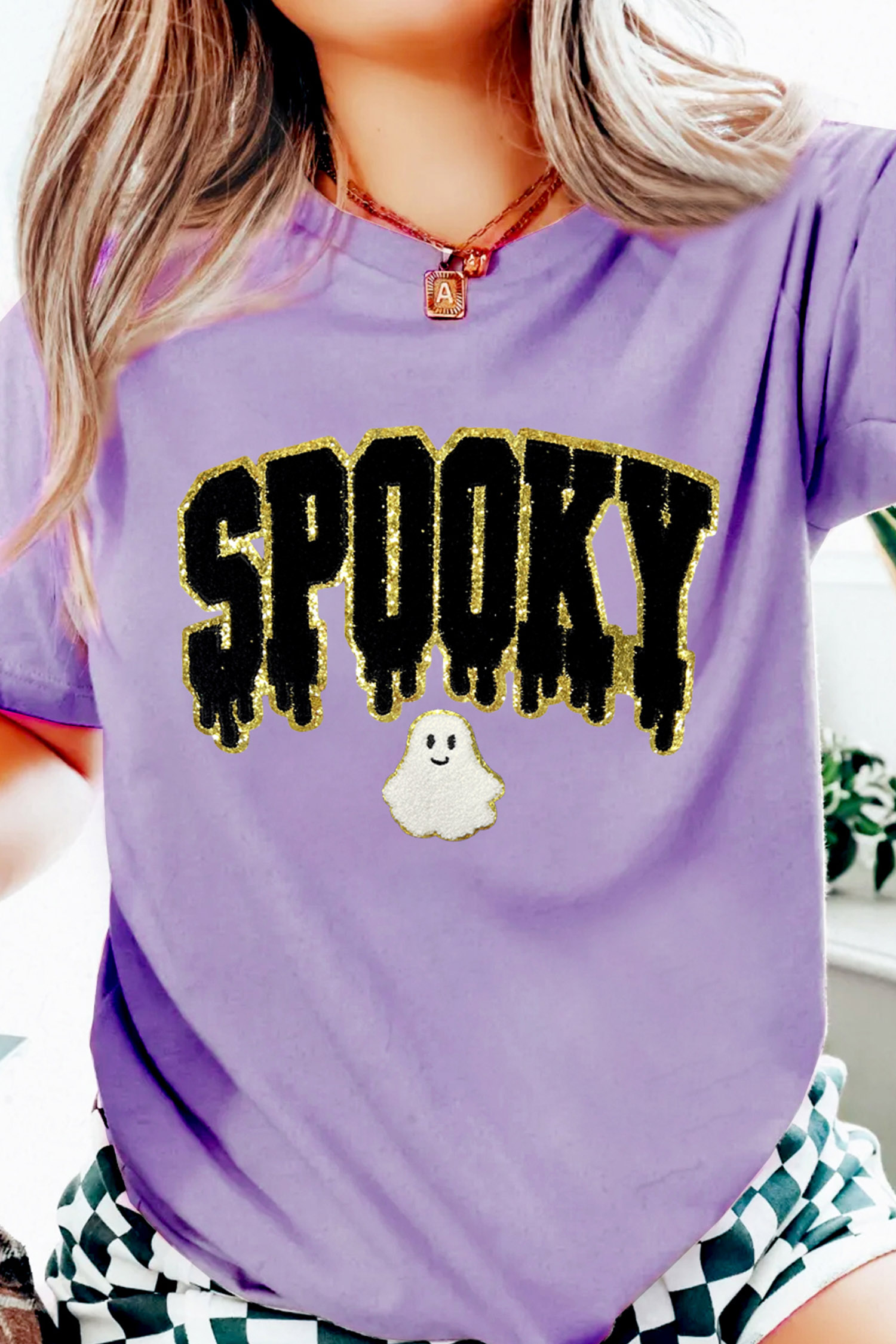 Spooky Ghost Graphic Tee, Trendy Wisteria Halloween Shirt - Detail View 8 Spooky Ghost Graphic Tee, Trendy Wisteria Halloween Shirt - Detail View 8