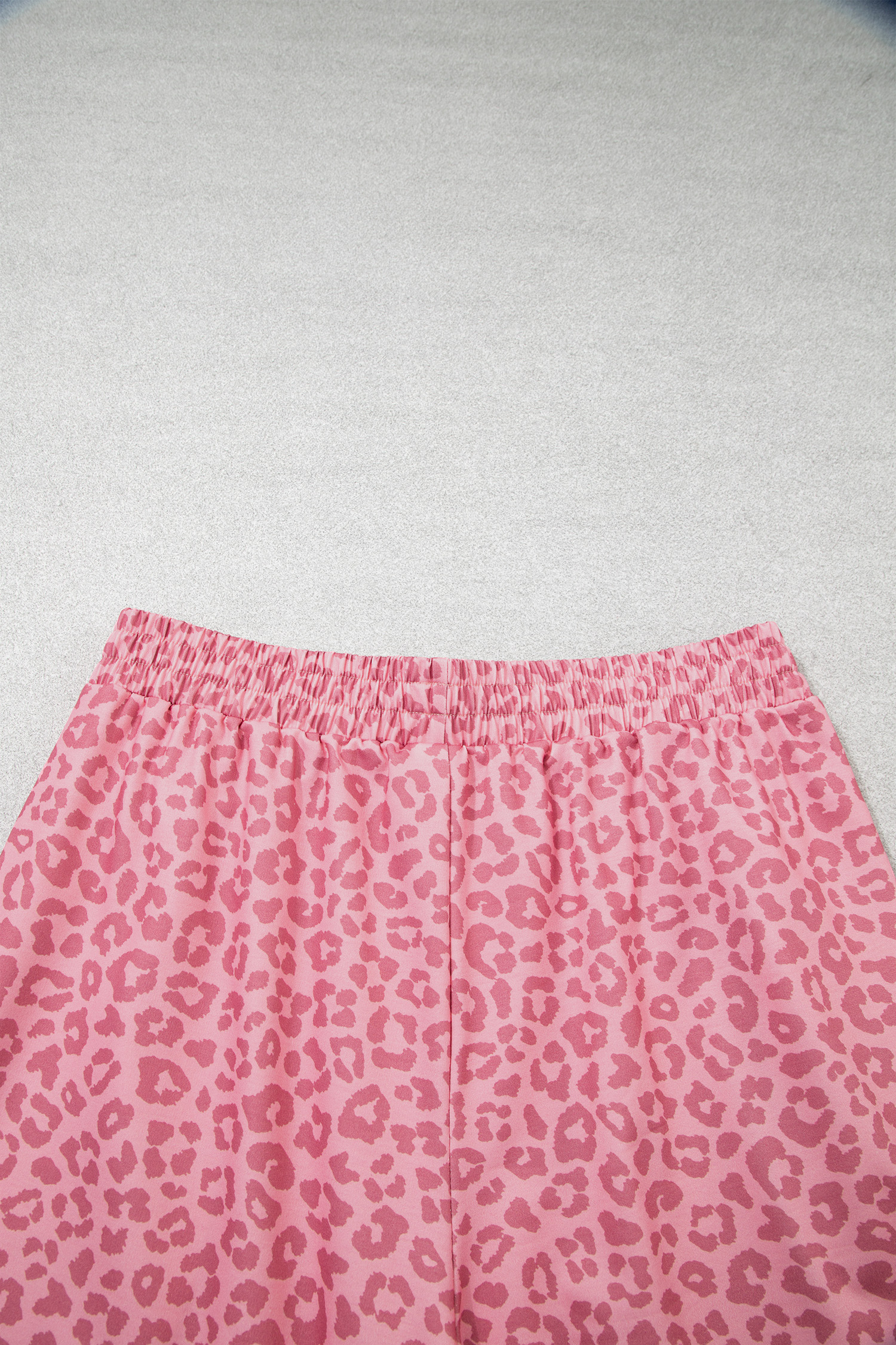 Women's Leopard Pants Set, Casual Pink Loungewear - Detail View 13 Women's Leopard Pants Set, Casual Pink Loungewear - Detail View 13