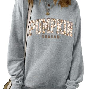 Women's Oversized Pumpkin Sweatshirt, Casual Autumn Pullover - Main View