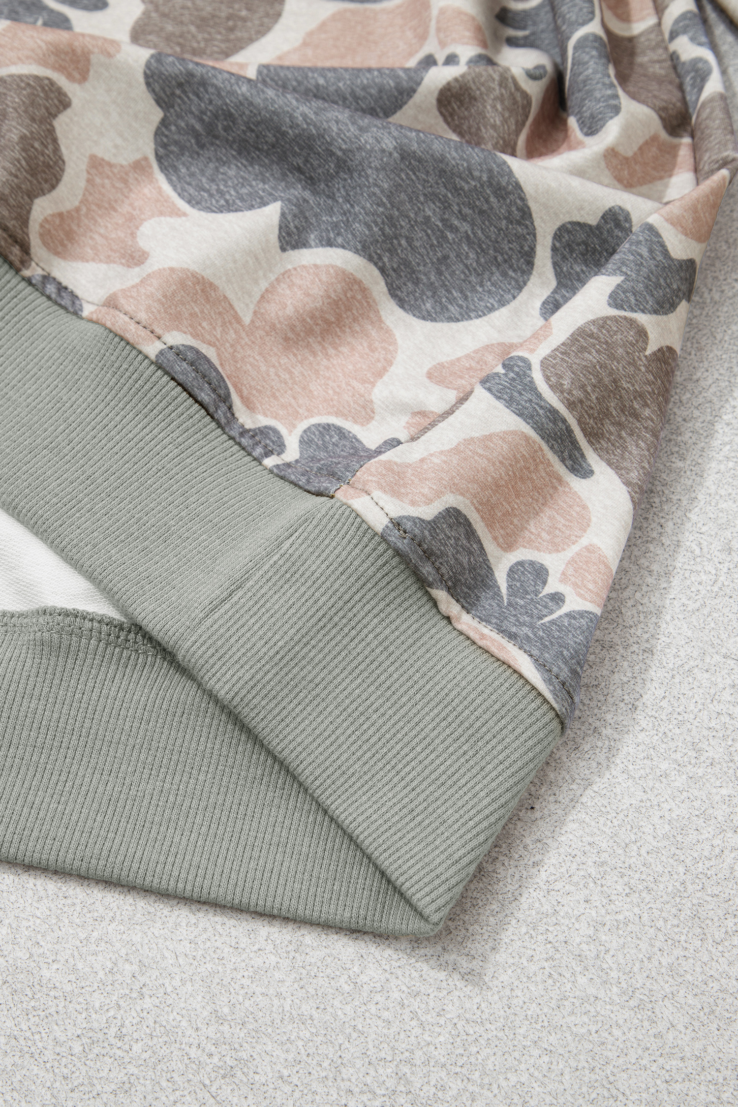 Women's Camo Sweatshirt, Casual Daily Crewneck Pullover - Detail View 7 Women's Camo Sweatshirt, Casual Daily Crewneck Pullover - Detail View 7