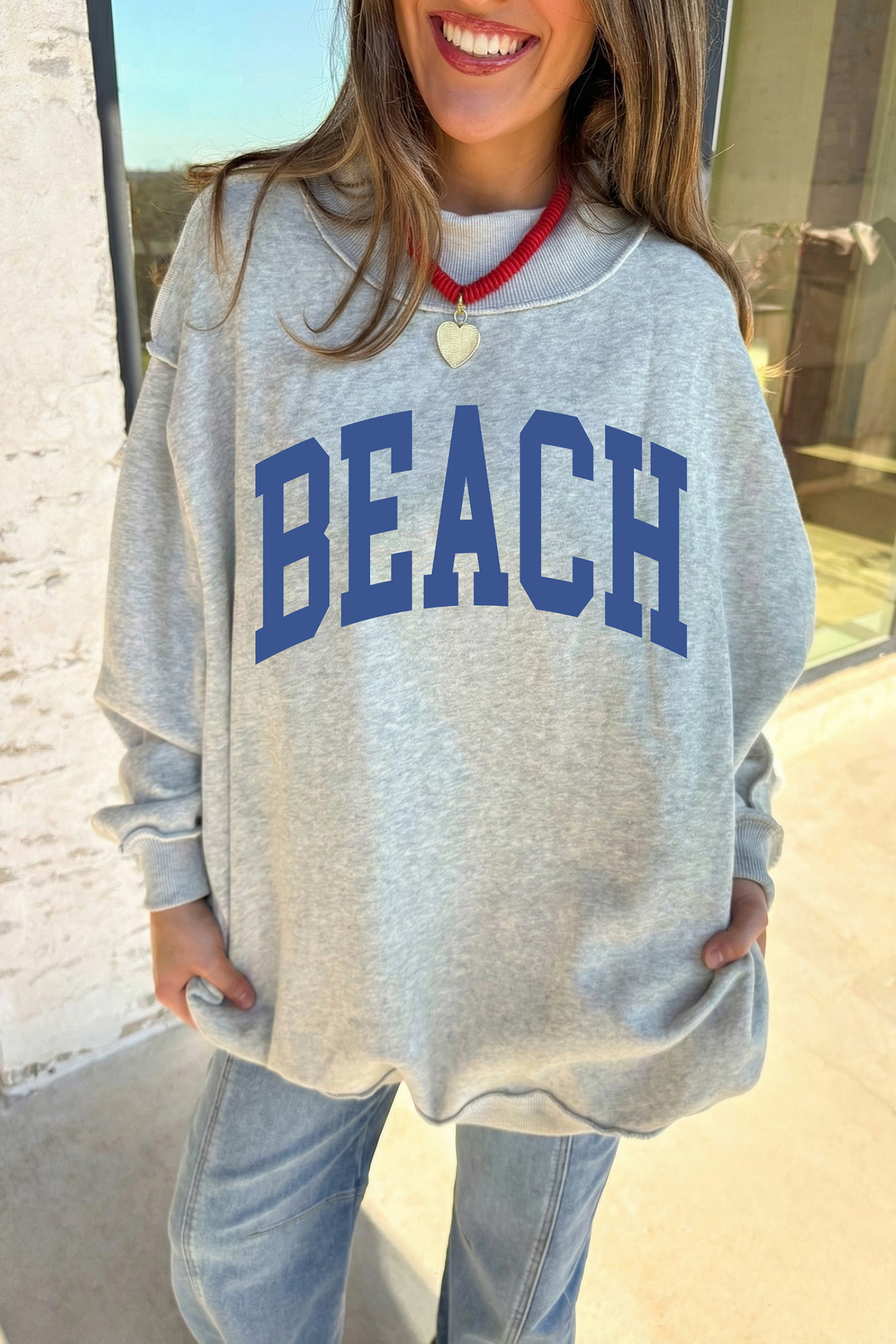 Women's Graphic Print Pullover, Reversible Slogan Sweater - Detail View 8 Women's Graphic Print Pullover, Reversible Slogan Sweater - Detail View 8
