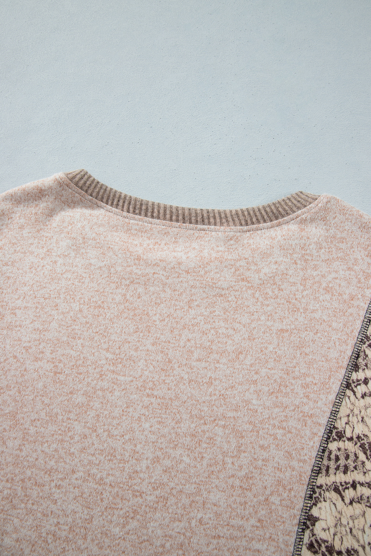 Casual Khaki Floral Shift Top, Women's Autumn Round Neck Shirt - Detail View 9 Casual Khaki Floral Shift Top, Women's Autumn Round Neck Shirt - Detail View 9