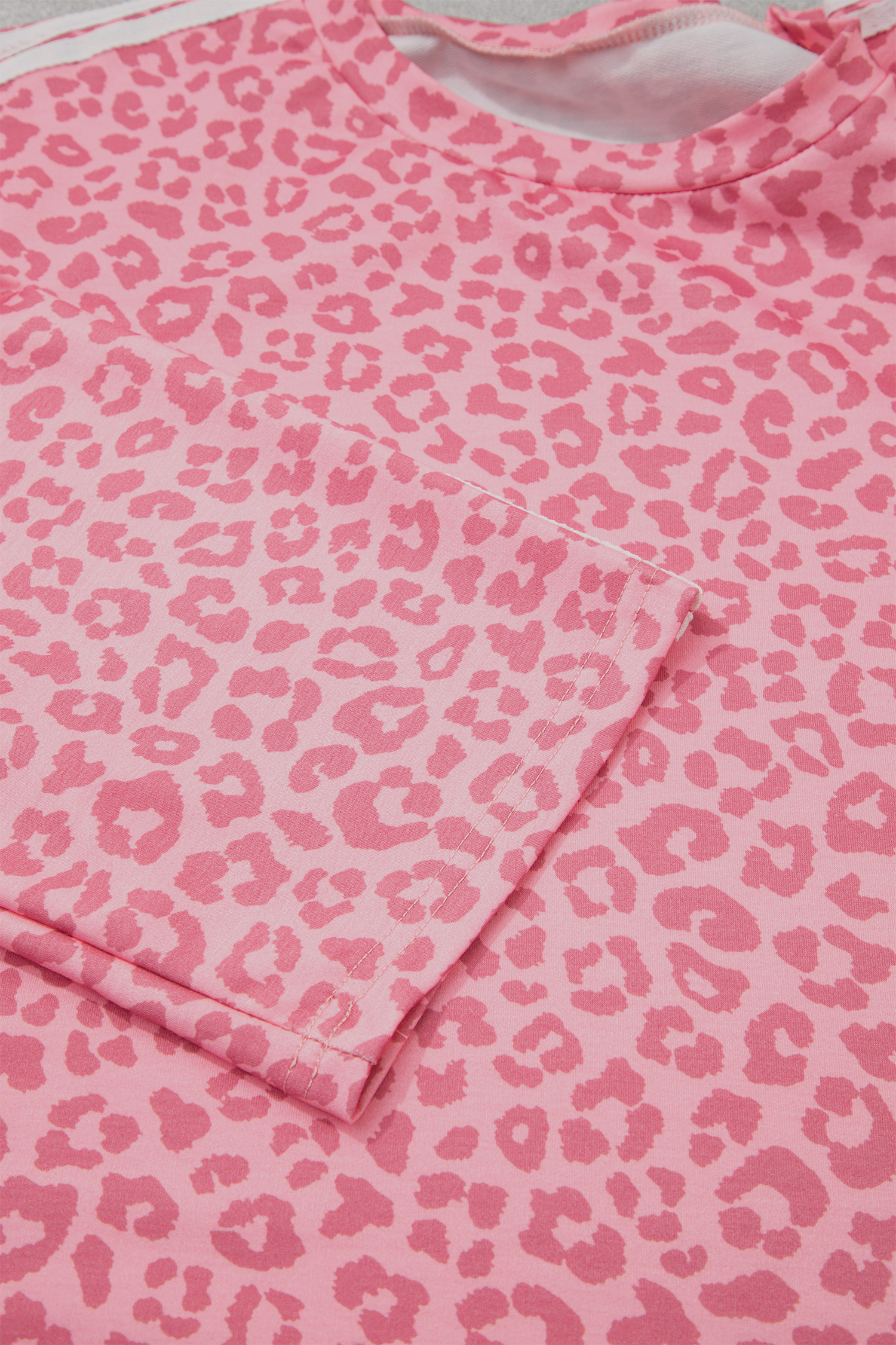 Women's Cozy 3/4 Sleeve Set, Pink Leopard Print - Detail View 6 Women's Cozy 3/4 Sleeve Set, Pink Leopard Print - Detail View 6