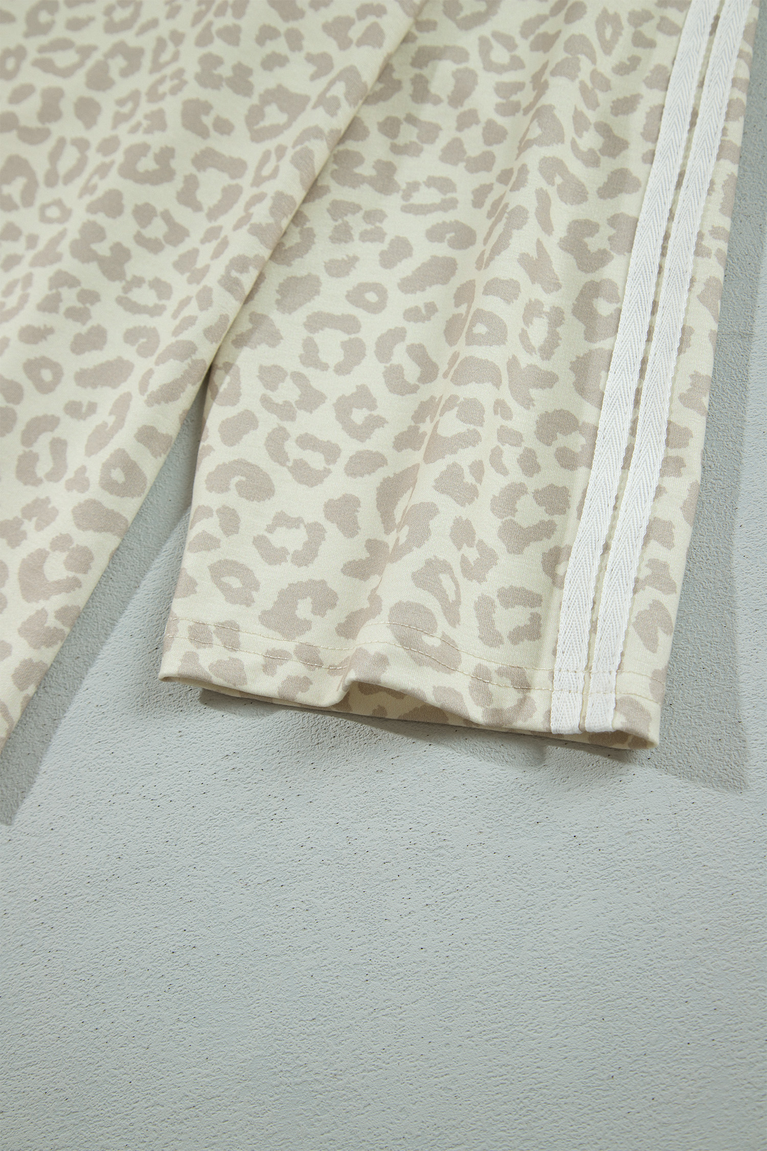 Soft Apricot Leopard Lounge Set, Women's Cozy Two Piece - Detail View 6 Soft Apricot Leopard Lounge Set, Women's Cozy Two Piece - Detail View 6