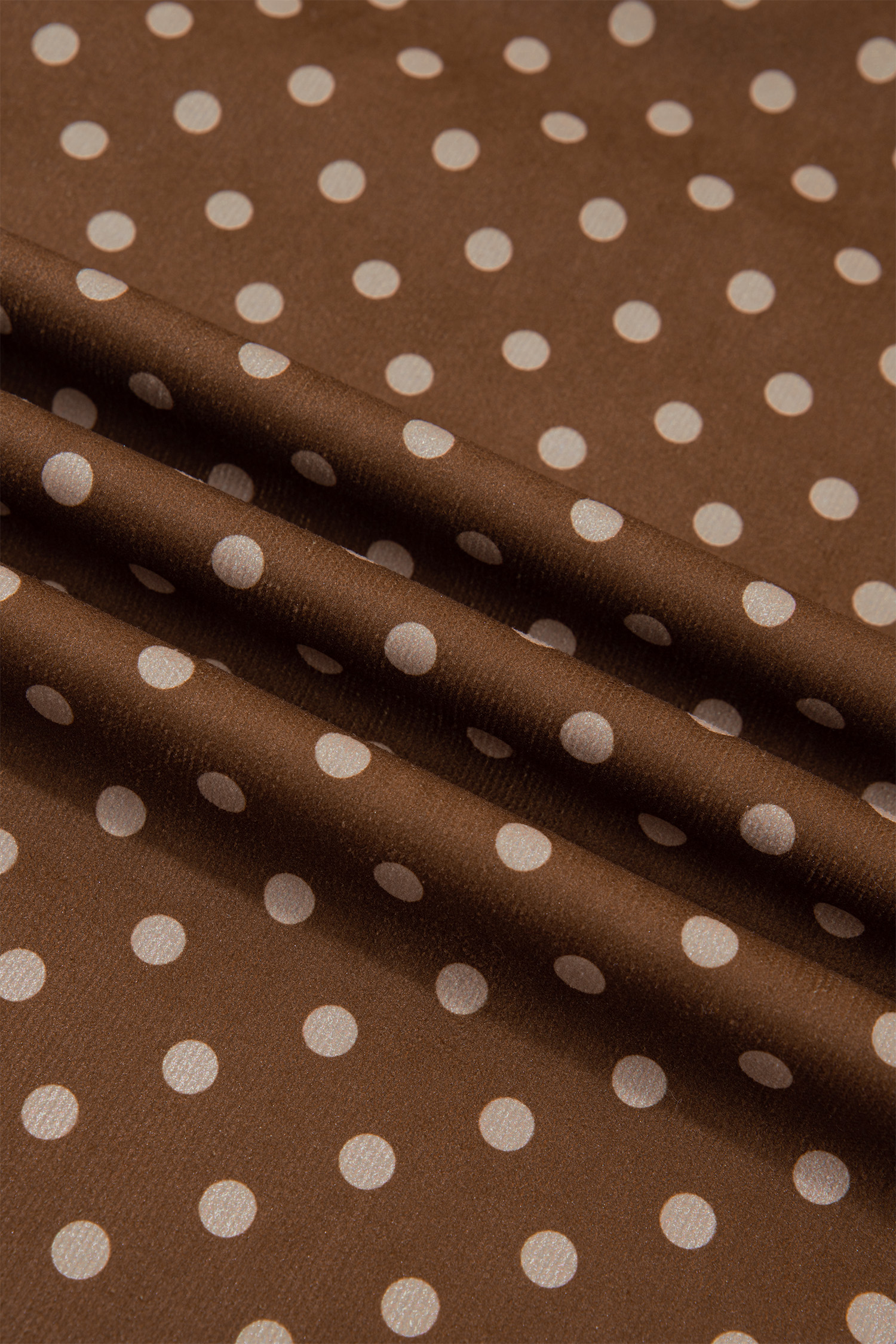 Women's Brown Polka Dot Shift Dress, Casual Autumn Outfit - Detail View 10 Women's Brown Polka Dot Shift Dress, Casual Autumn Outfit - Detail View 10