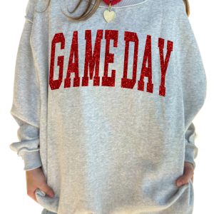 HOME Women's Game Day Sweatshirt, Mock Neck Glitter Graphic - Main View