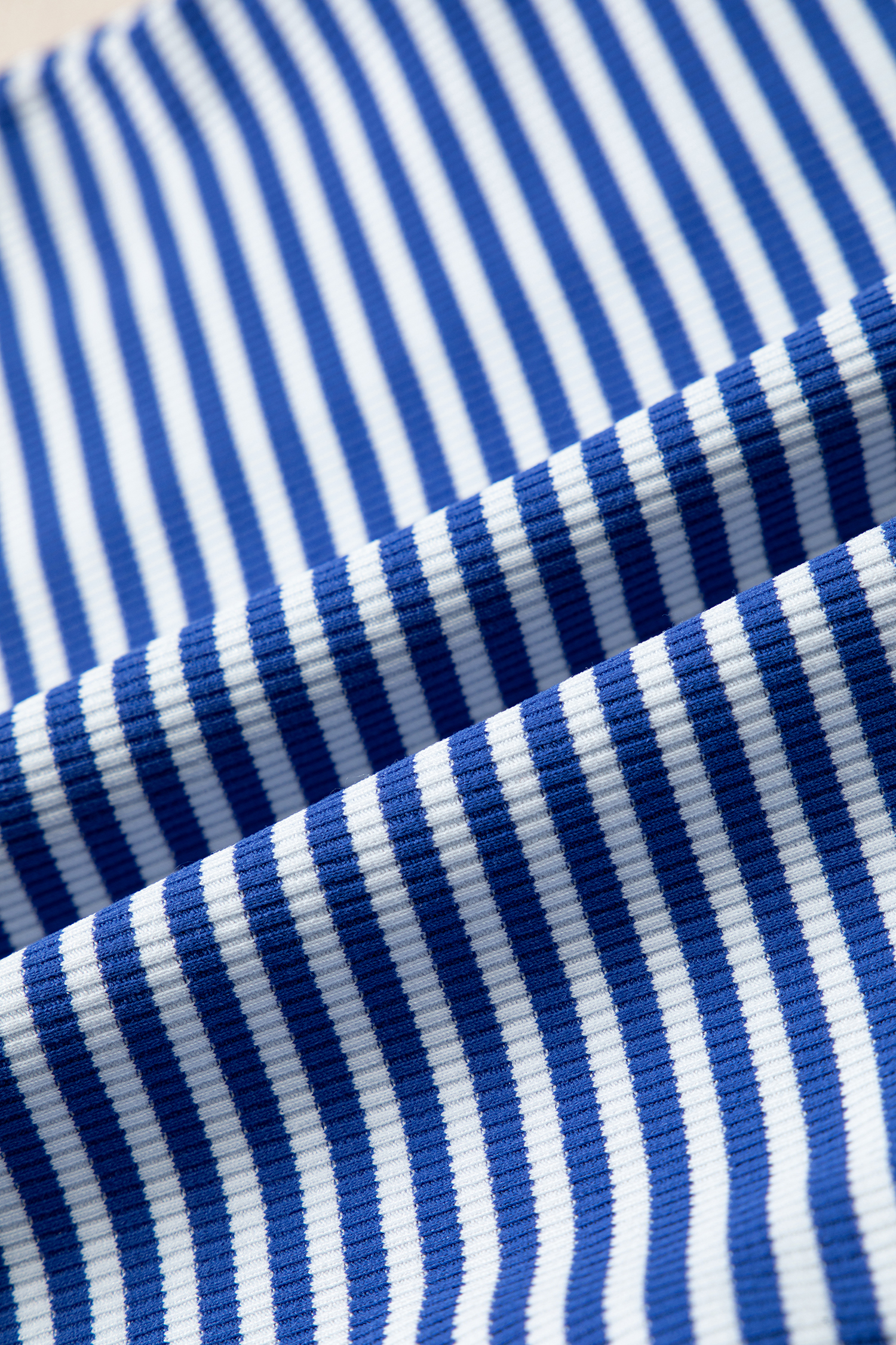 Women's Blue Stripe Set, Oversized Drop Sleeve Shorts - Detail View 17 Women's Blue Stripe Set, Oversized Drop Sleeve Shorts - Detail View 17