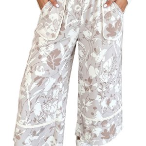 Women's Floral Camo Pants, Casual High Waist Loose Fit - Main View