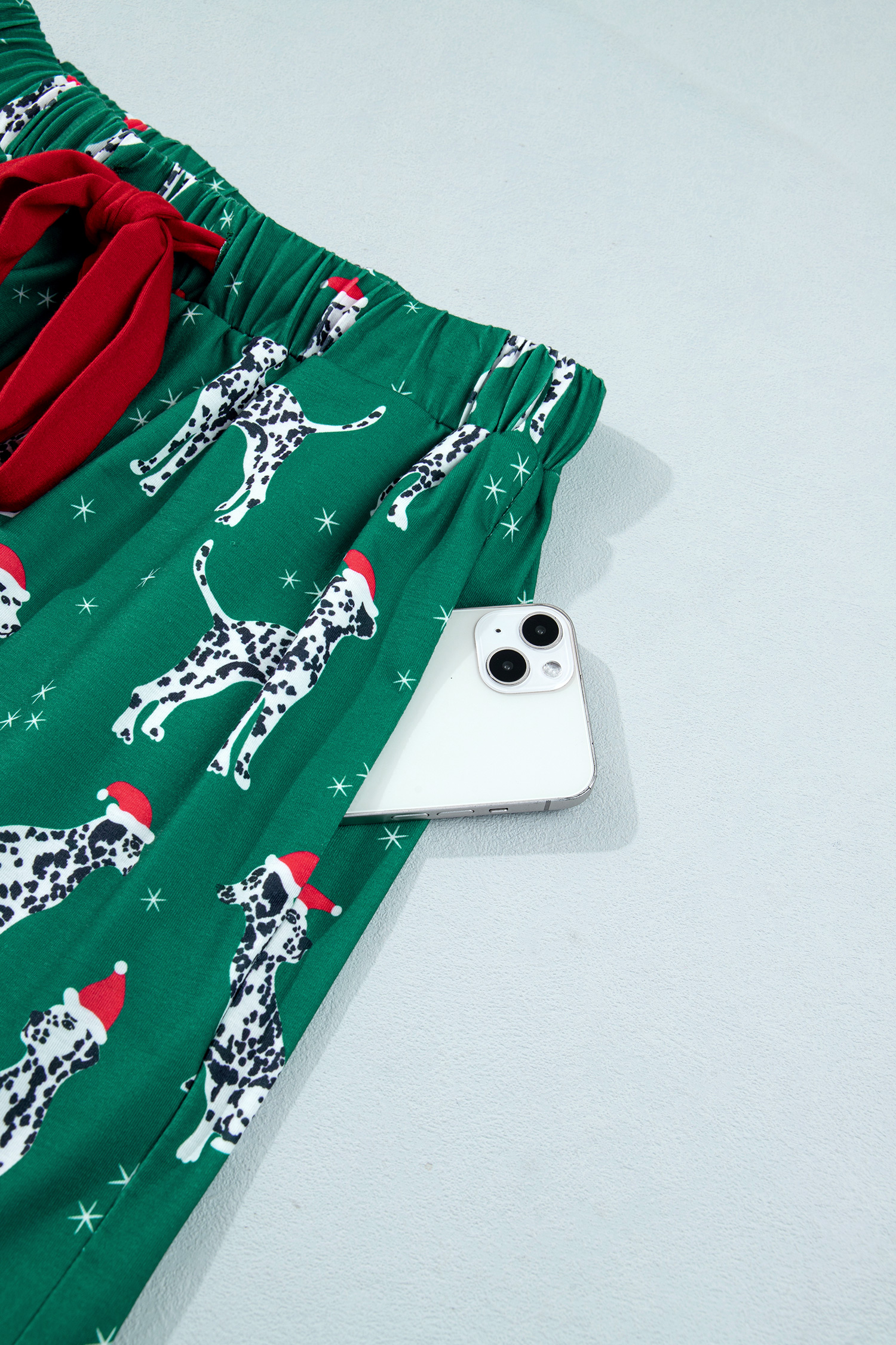 Cozy Christmas Lounge Set, Women's Green Dog Print PJ Set - Detail View 12 Cozy Christmas Lounge Set, Women's Green Dog Print PJ Set - Detail View 12