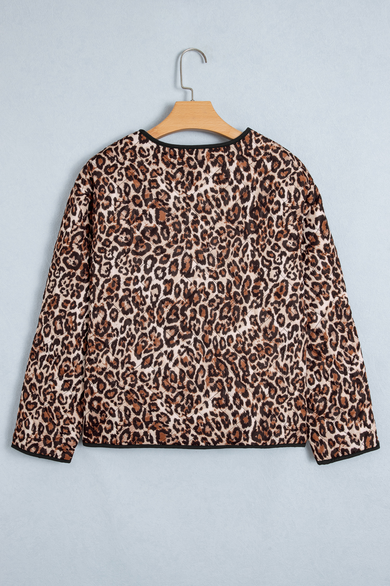 Womens Brown Leopard Print Jacket, Trendy Button Outerwear - Detail View 5 Womens Brown Leopard Print Jacket, Trendy Button Outerwear - Detail View 5