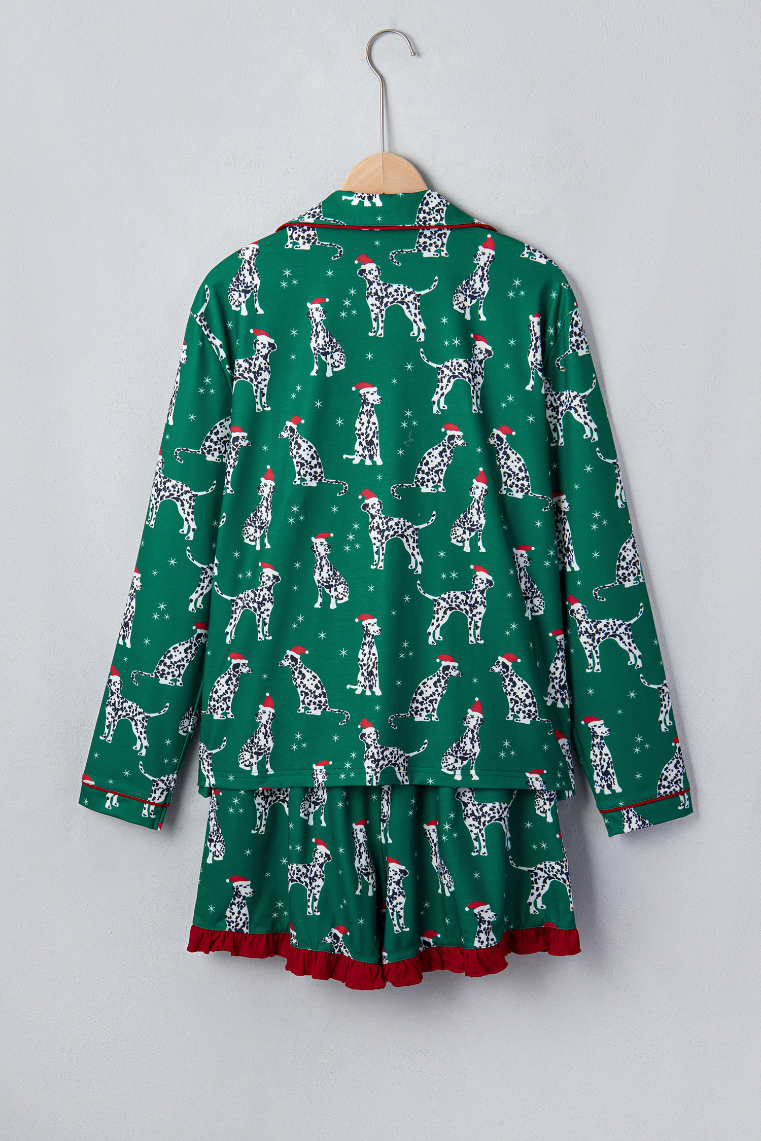 Cozy Christmas Lounge Set, Women's Green Dog Print PJ Set - Detail View 9 Cozy Christmas Lounge Set, Women's Green Dog Print PJ Set - Detail View 9