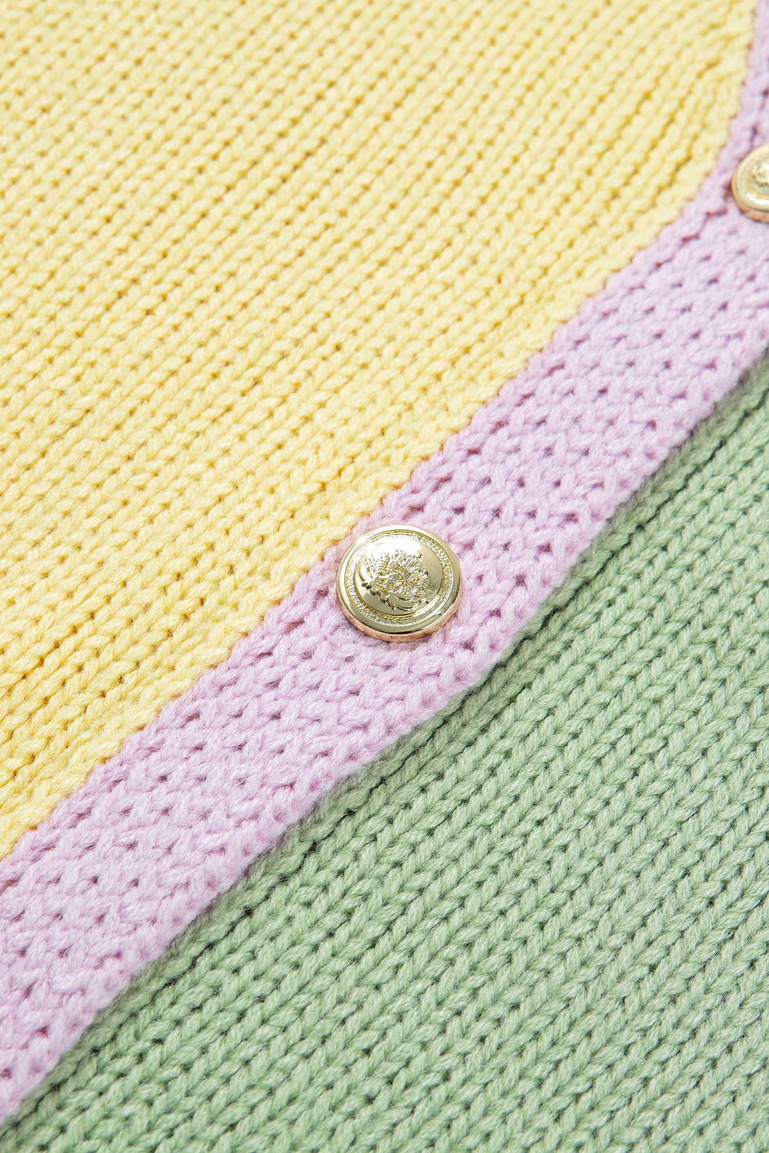 Pastel Patchwork Cardigan, Long Sleeve Button Down Knitwear - Detail View 8 Pastel Patchwork Cardigan, Long Sleeve Button Down Knitwear - Detail View 8