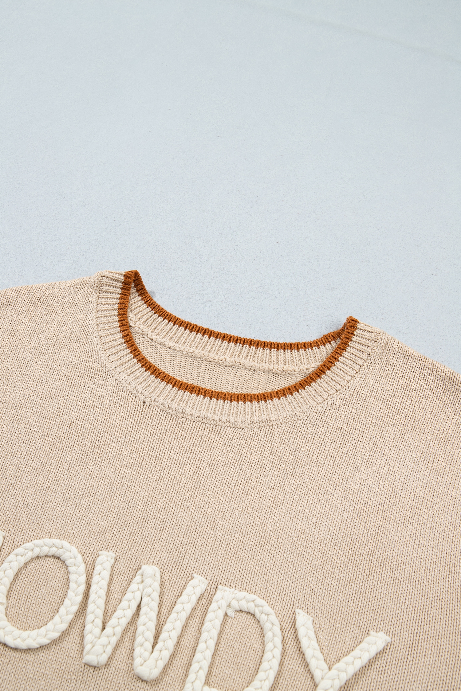 Western Howdy Embroidered Sweater, Women's Parchment Knit Top - Detail View 8 Western Howdy Embroidered Sweater, Women's Parchment Knit Top - Detail View 8