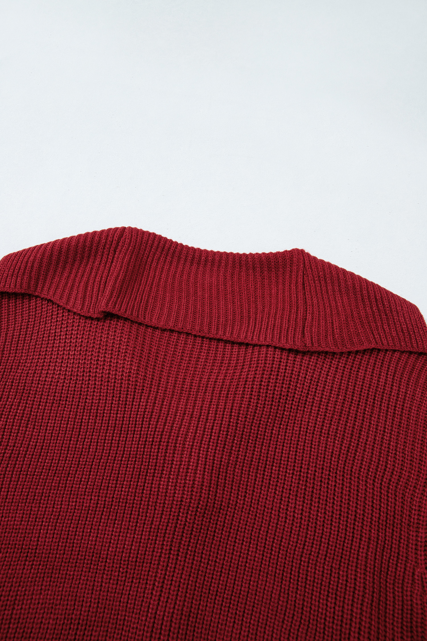 Oversized Knit Cardigan, Red Dahlia Long Sleeve Button Front - Detail View 8 Oversized Knit Cardigan, Red Dahlia Long Sleeve Button Front - Detail View 8