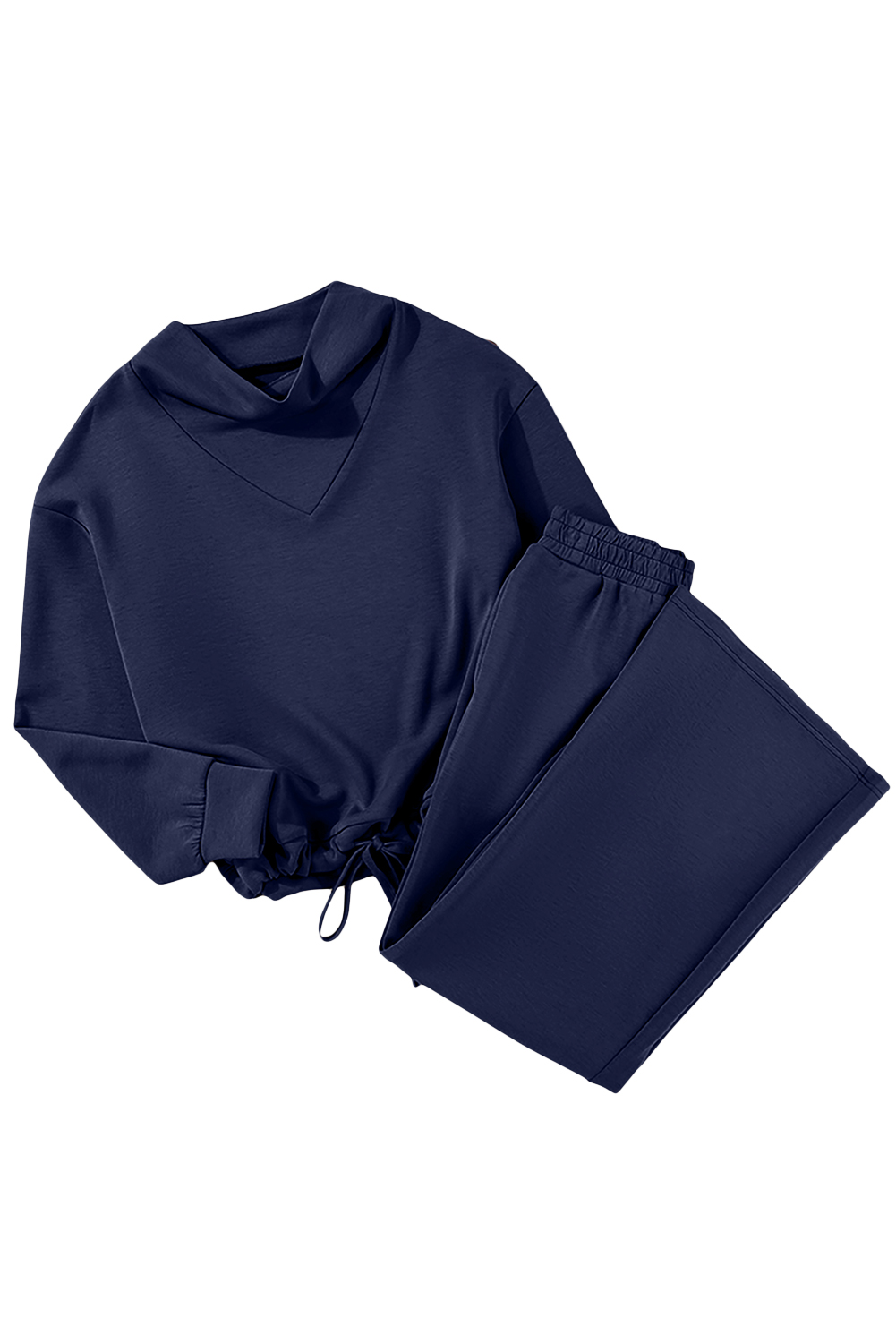 Women's Wide Leg Pants Set, Drawstring Pullover Suit - Detail View 8 Women's Wide Leg Pants Set, Drawstring Pullover Suit - Detail View 8