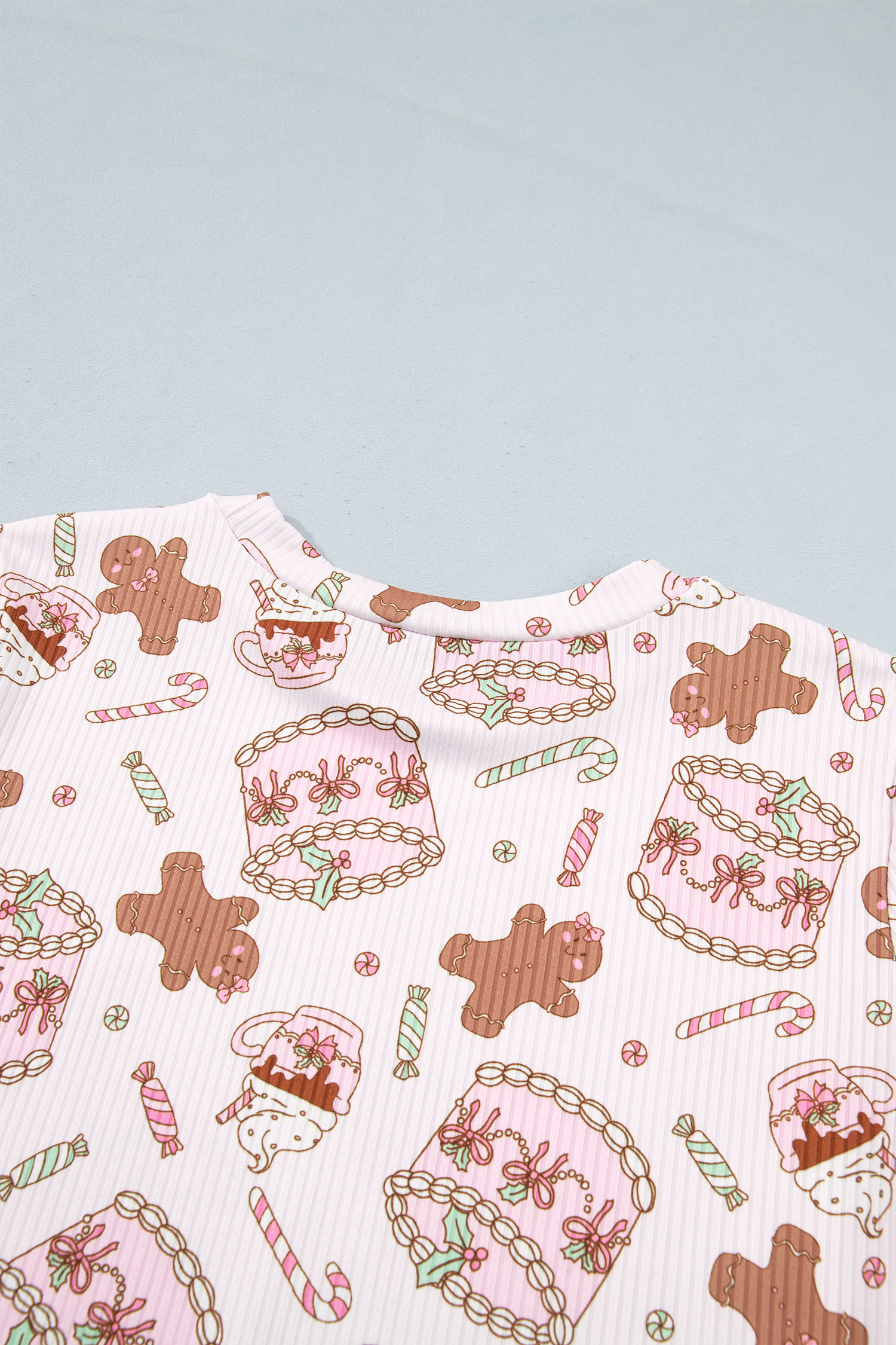 Women's Holiday Ribbed Lounge Set, Casual Christmas Print - Detail View 12 Women's Holiday Ribbed Lounge Set, Casual Christmas Print - Detail View 12