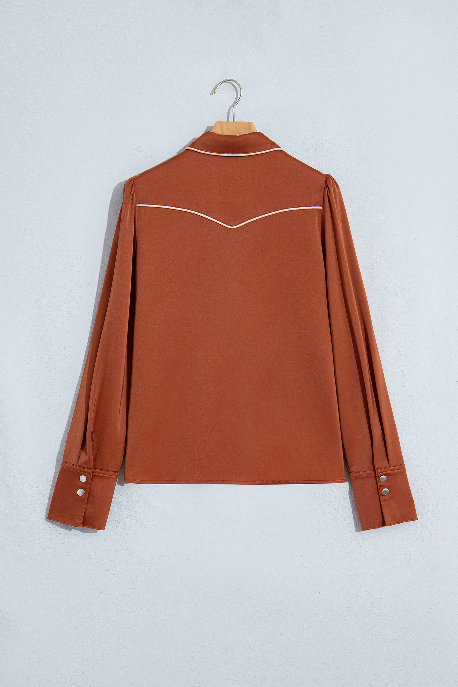 Long Sleeve Satin Western Shirt, Women's Button Front - Detail View 6 Long Sleeve Satin Western Shirt, Women's Button Front - Detail View 6