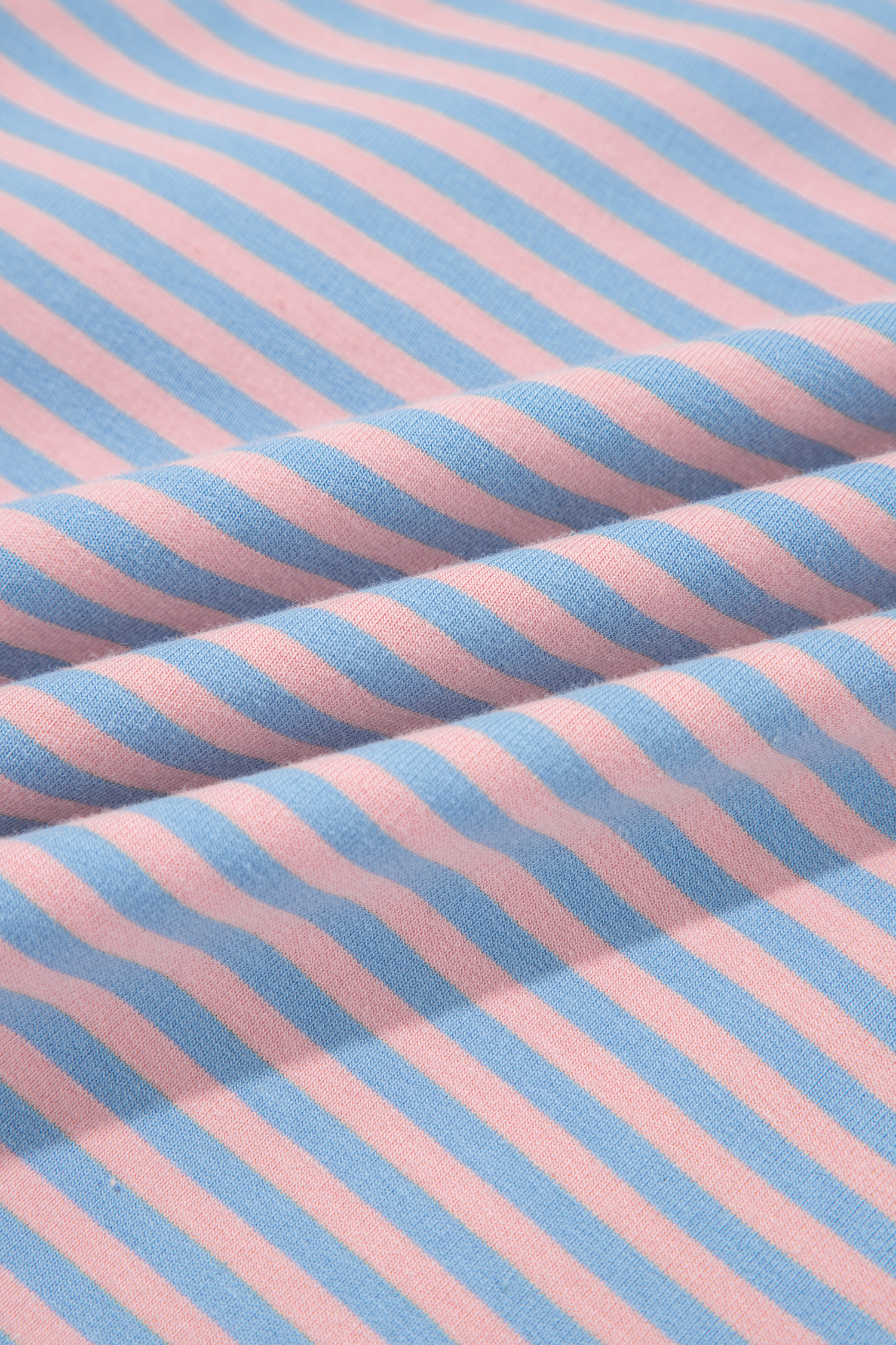 Women's Blue Striped Tee, Colorblock Scallop Trim - Detail View 11 Women's Blue Striped Tee, Colorblock Scallop Trim - Detail View 11