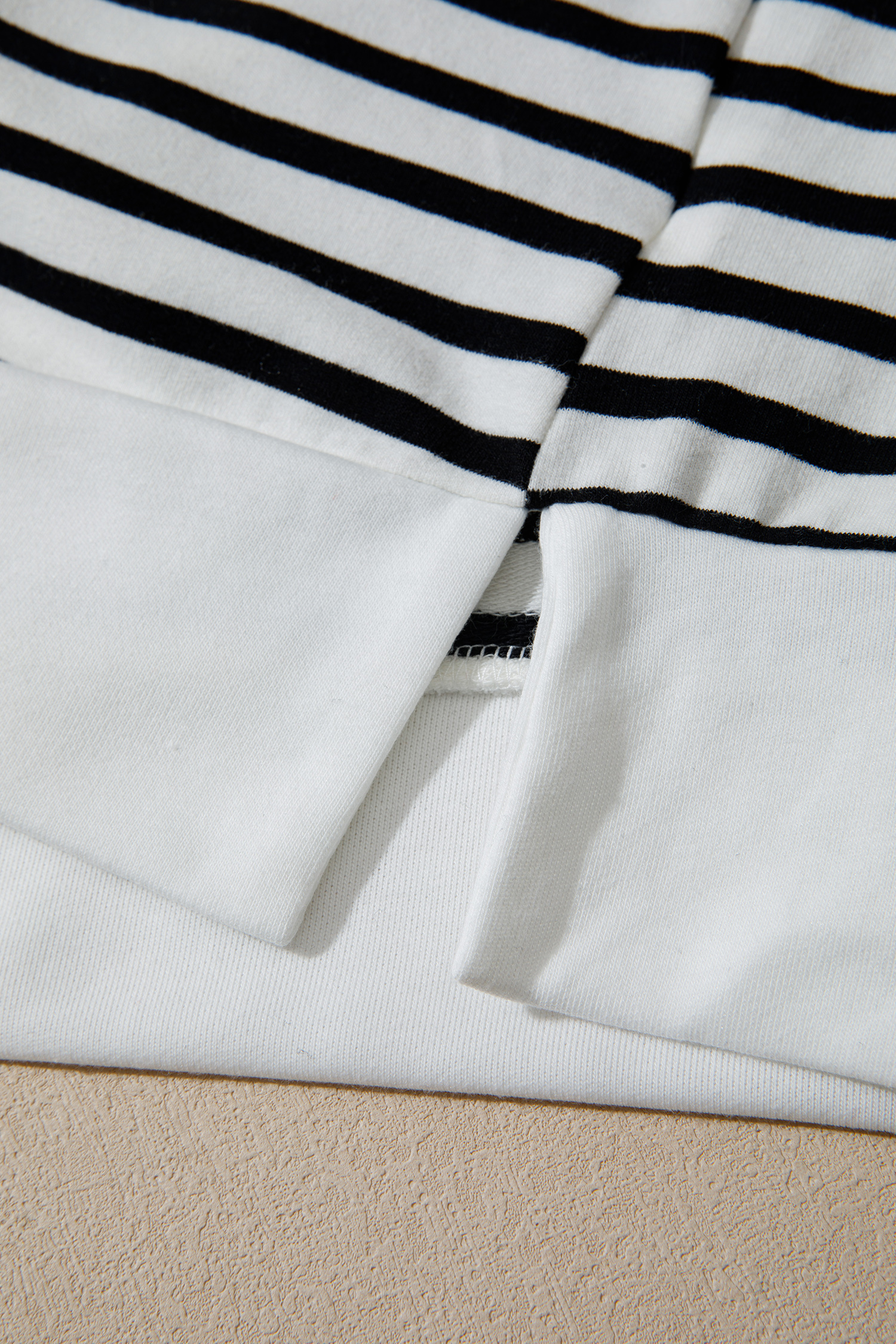 Women's Striped Quarter Zip Pullover, Casual Daily Sweatshirt - Detail View 7 Women's Striped Quarter Zip Pullover, Casual Daily Sweatshirt - Detail View 7