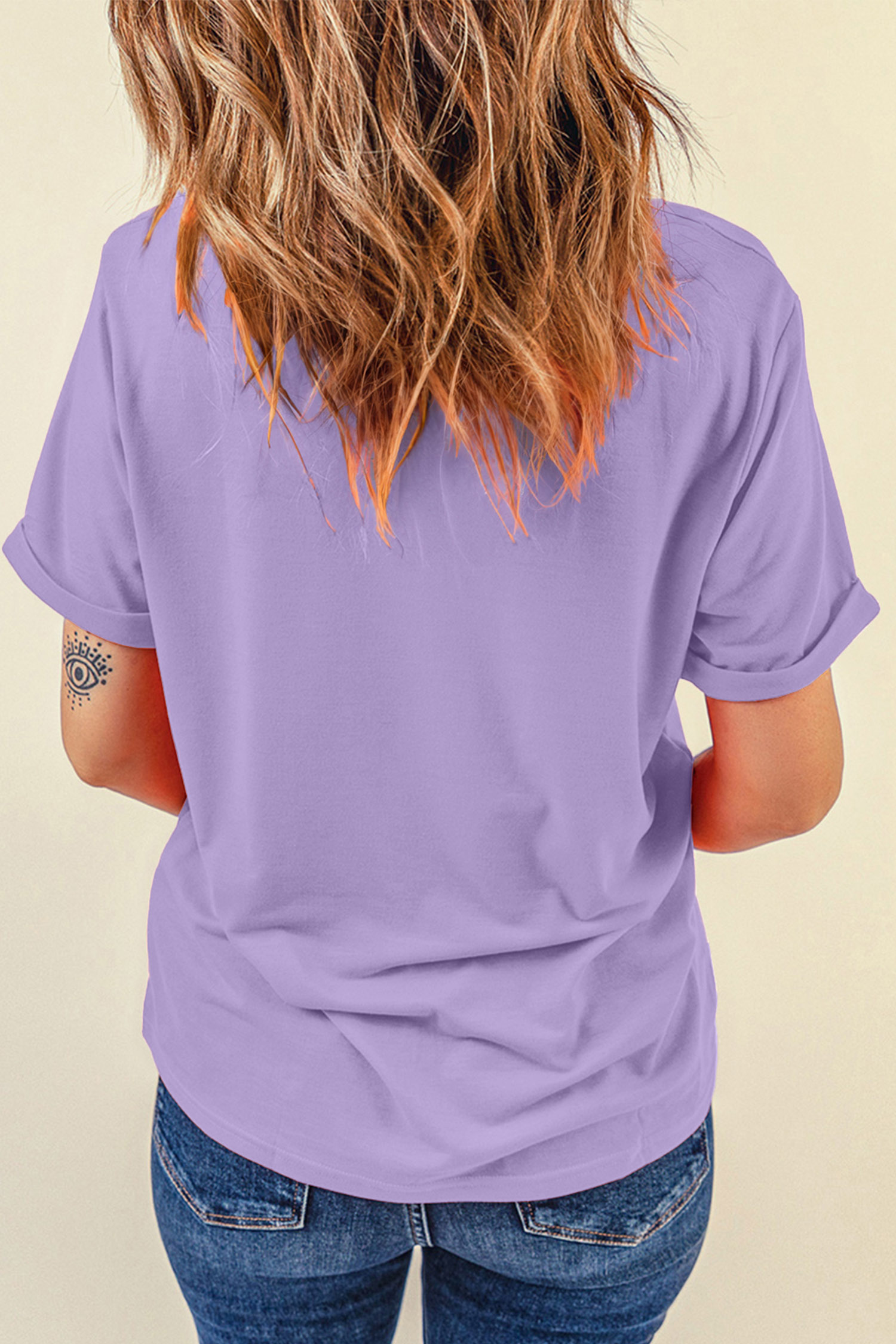 Spooky Ghost Graphic Tee, Trendy Wisteria Halloween Shirt - Detail View 2 Spooky Ghost Graphic Tee, Trendy Wisteria Halloween Shirt - Detail View 2