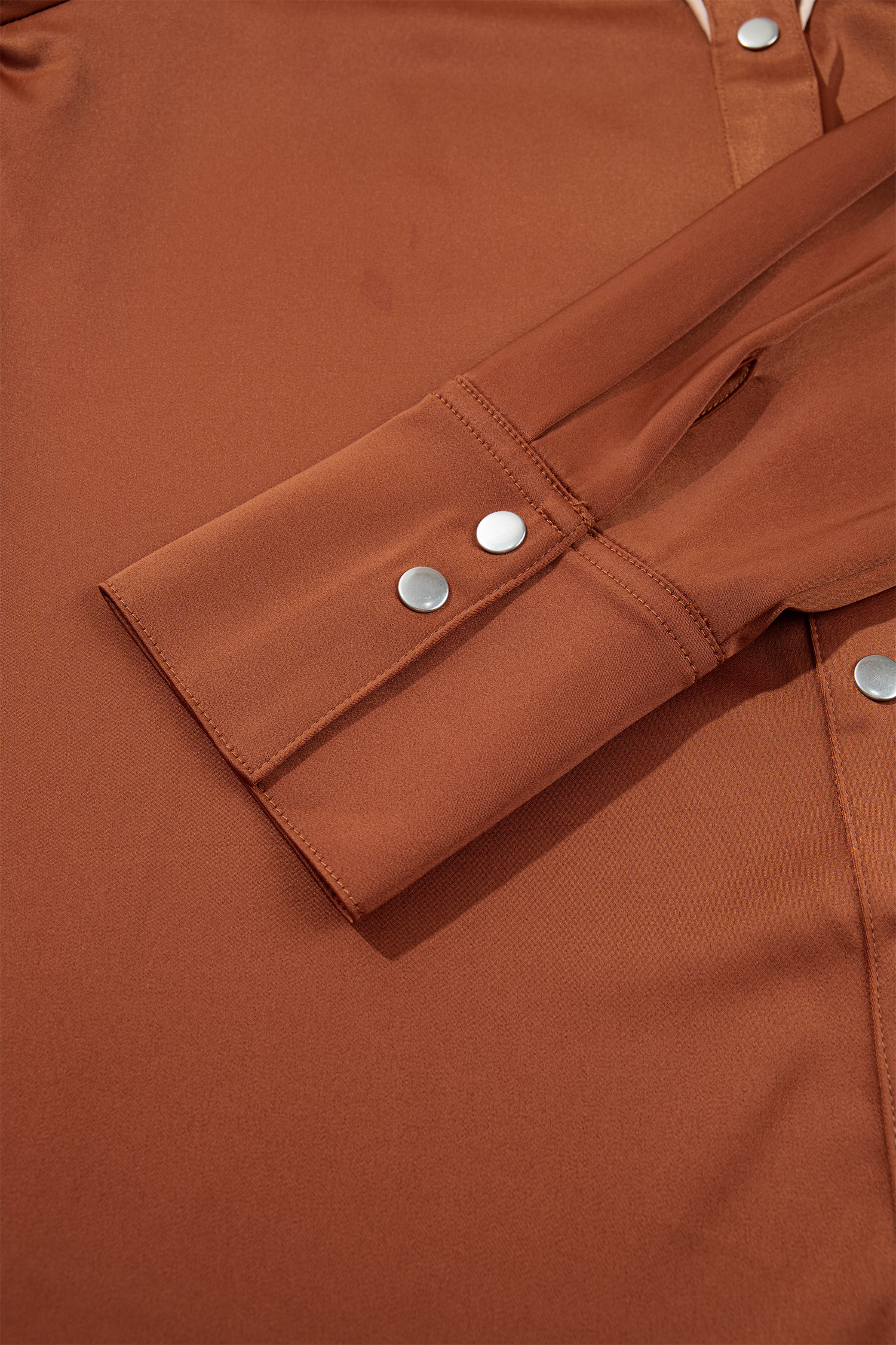 Long Sleeve Satin Western Shirt, Women's Button Front - Detail View 9 Long Sleeve Satin Western Shirt, Women's Button Front - Detail View 9