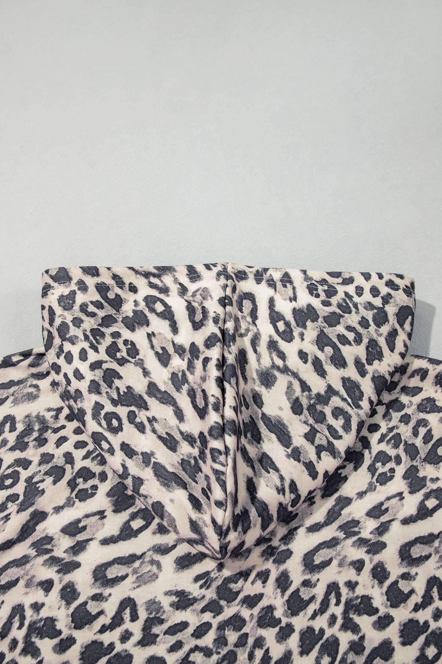 Women's Leopard Hoodie and Shorts Set, Casual Daily Wear - Detail View 10 Women's Leopard Hoodie and Shorts Set, Casual Daily Wear - Detail View 10