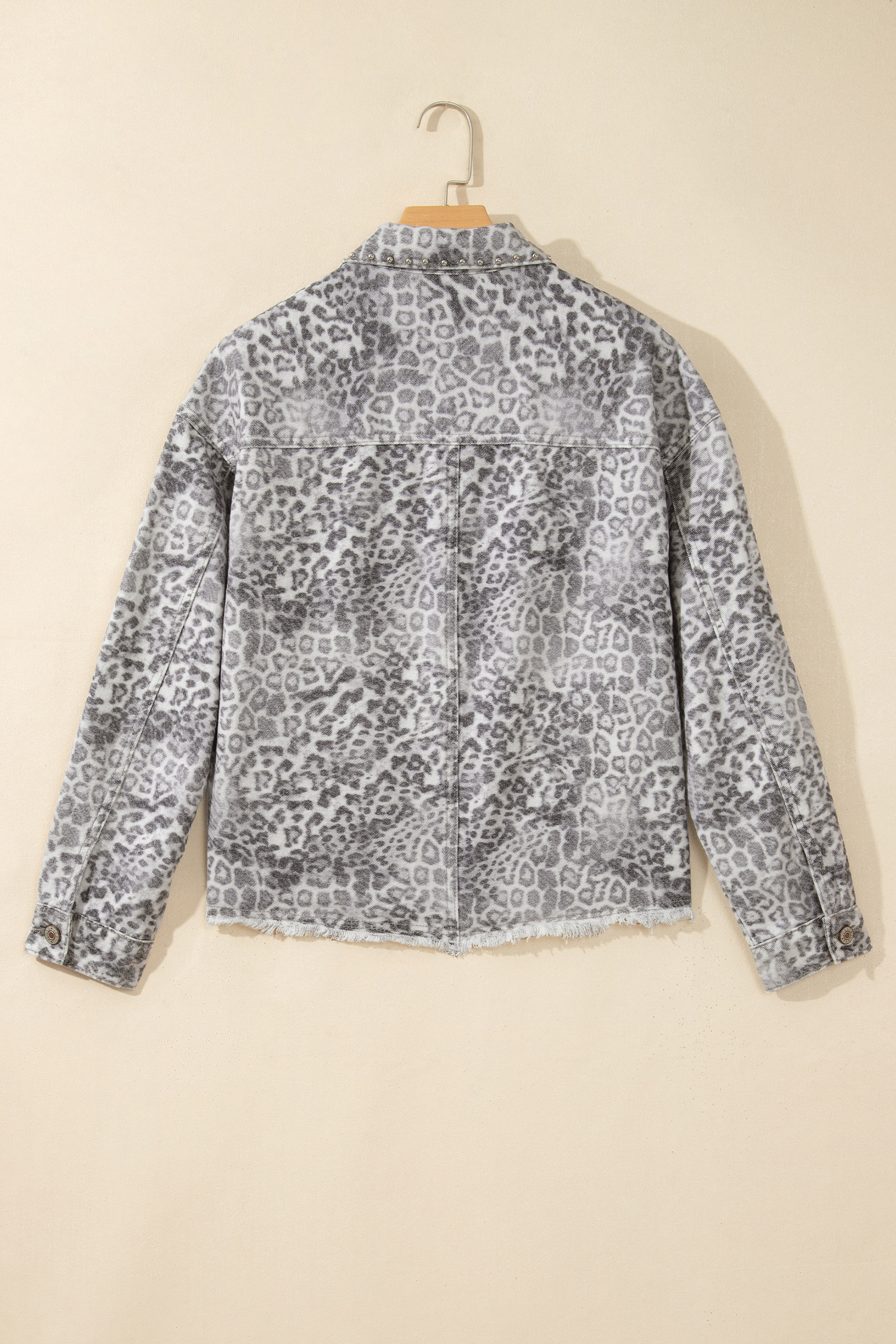 Leopard Print Studded Jacket, Women's Modern Denim Coat - Detail View 8 Leopard Print Studded Jacket, Women's Modern Denim Coat - Detail View 8