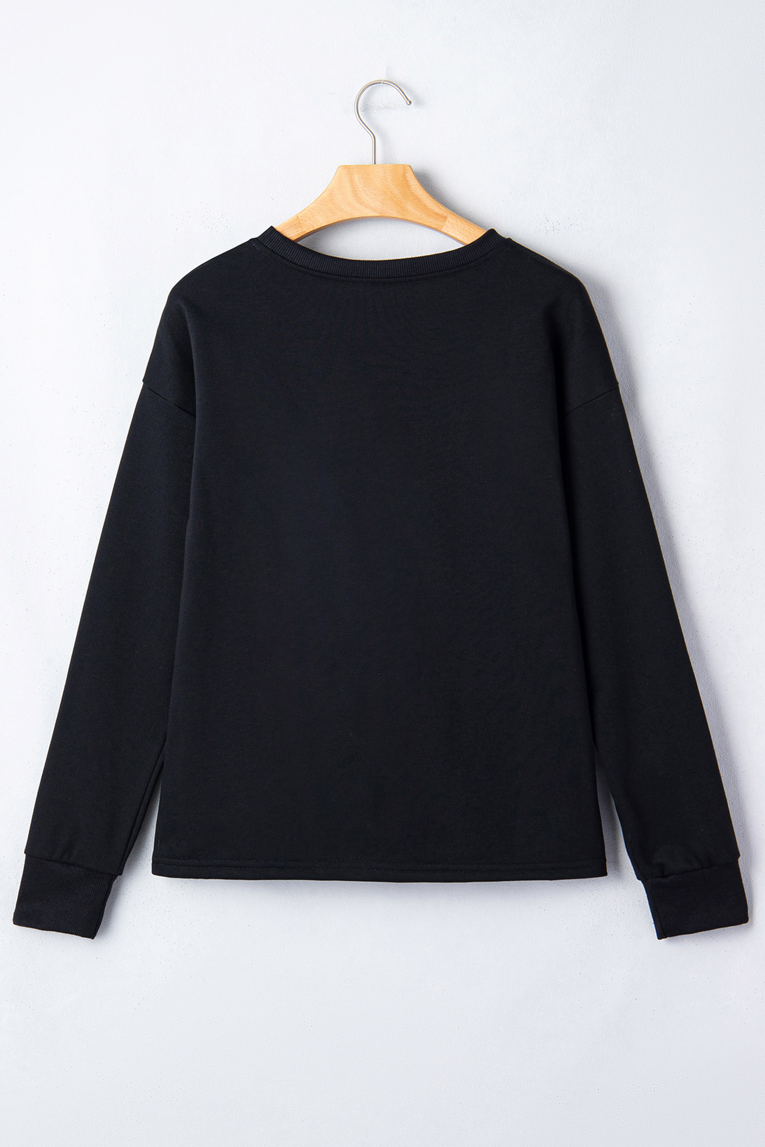 Women's Cotton Blend Pumpkin Pullover, Black Long Sleeve - Detail View 6 Women's Cotton Blend Pumpkin Pullover, Black Long Sleeve - Detail View 6