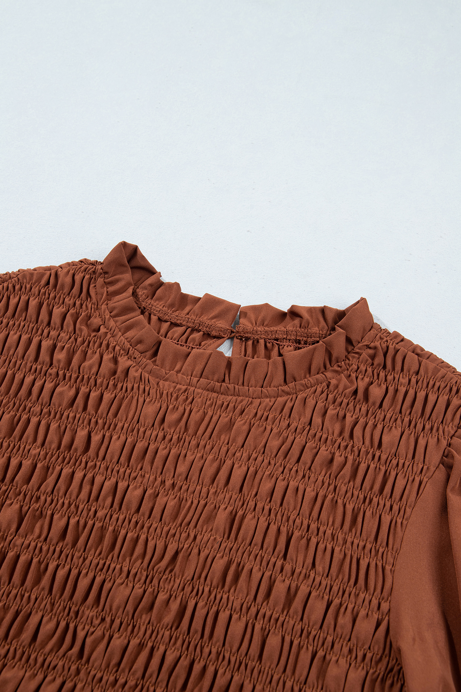 Women's Western Smocked Blouse, Ruffle Hem Shirt - Detail View 5 Women's Western Smocked Blouse, Ruffle Hem Shirt - Detail View 5