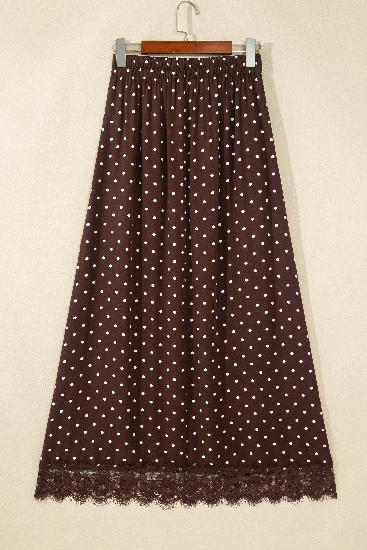 Viscose Polka Dot Women's Long Skirt, Soft Office Wear - Detail View 6 Viscose Polka Dot Women's Long Skirt, Soft Office Wear - Detail View 6