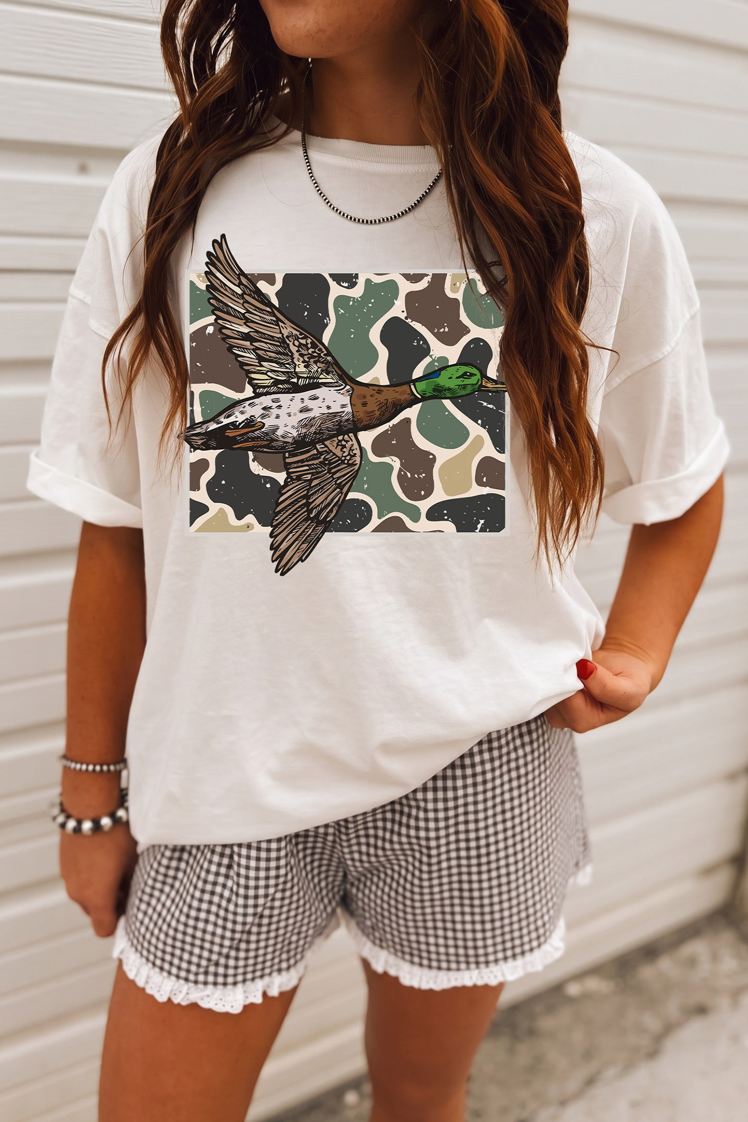 Western Graphic Mallard T-Shirt, Soft Round Neck Casual Top - Detail View 3 Western Graphic Mallard T-Shirt, Soft Round Neck Casual Top - Detail View 3