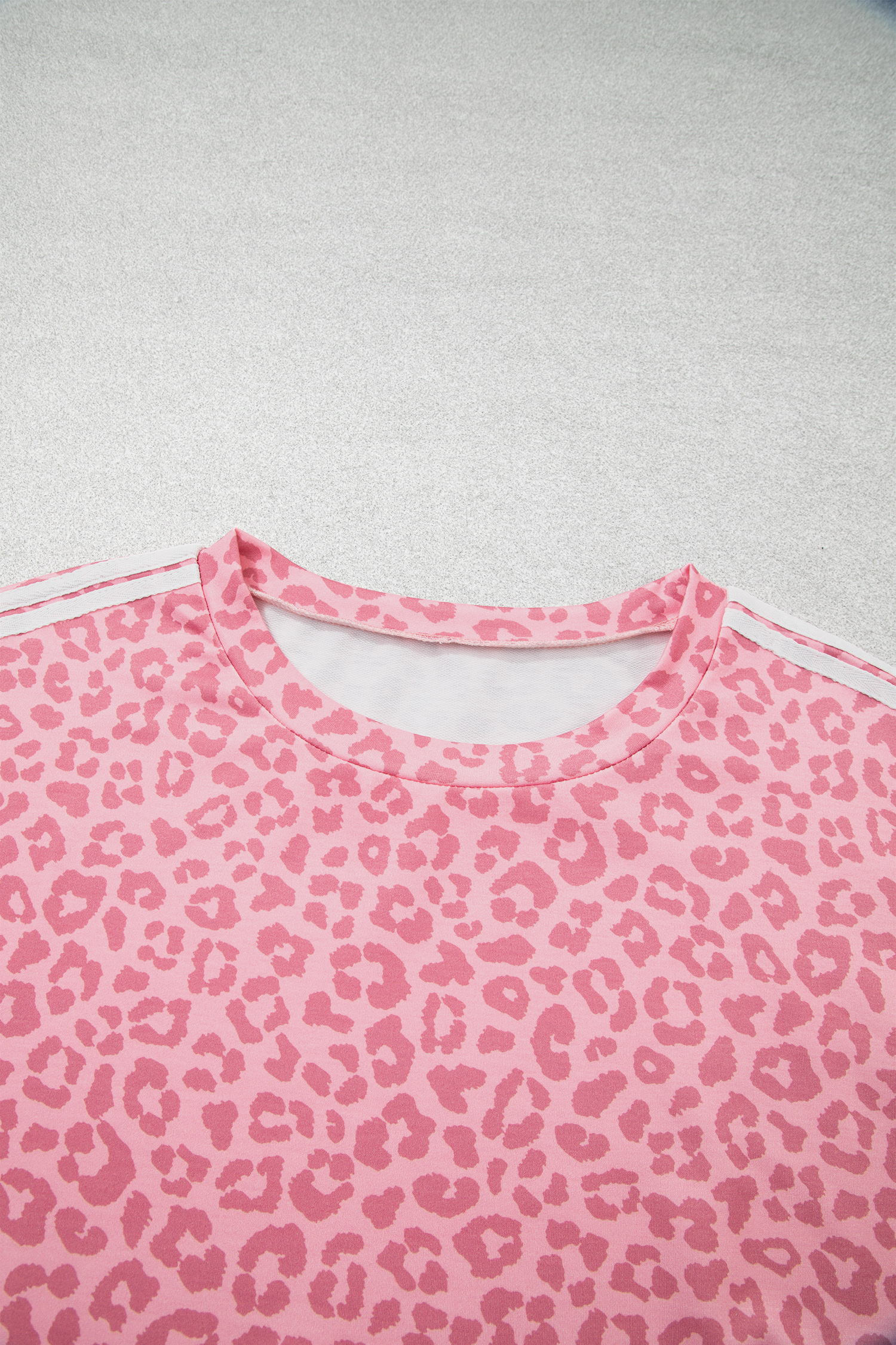 Women's Pink Leopard Set, Varsity Stripe Activewear - Detail View 5 Women's Pink Leopard Set, Varsity Stripe Activewear - Detail View 5