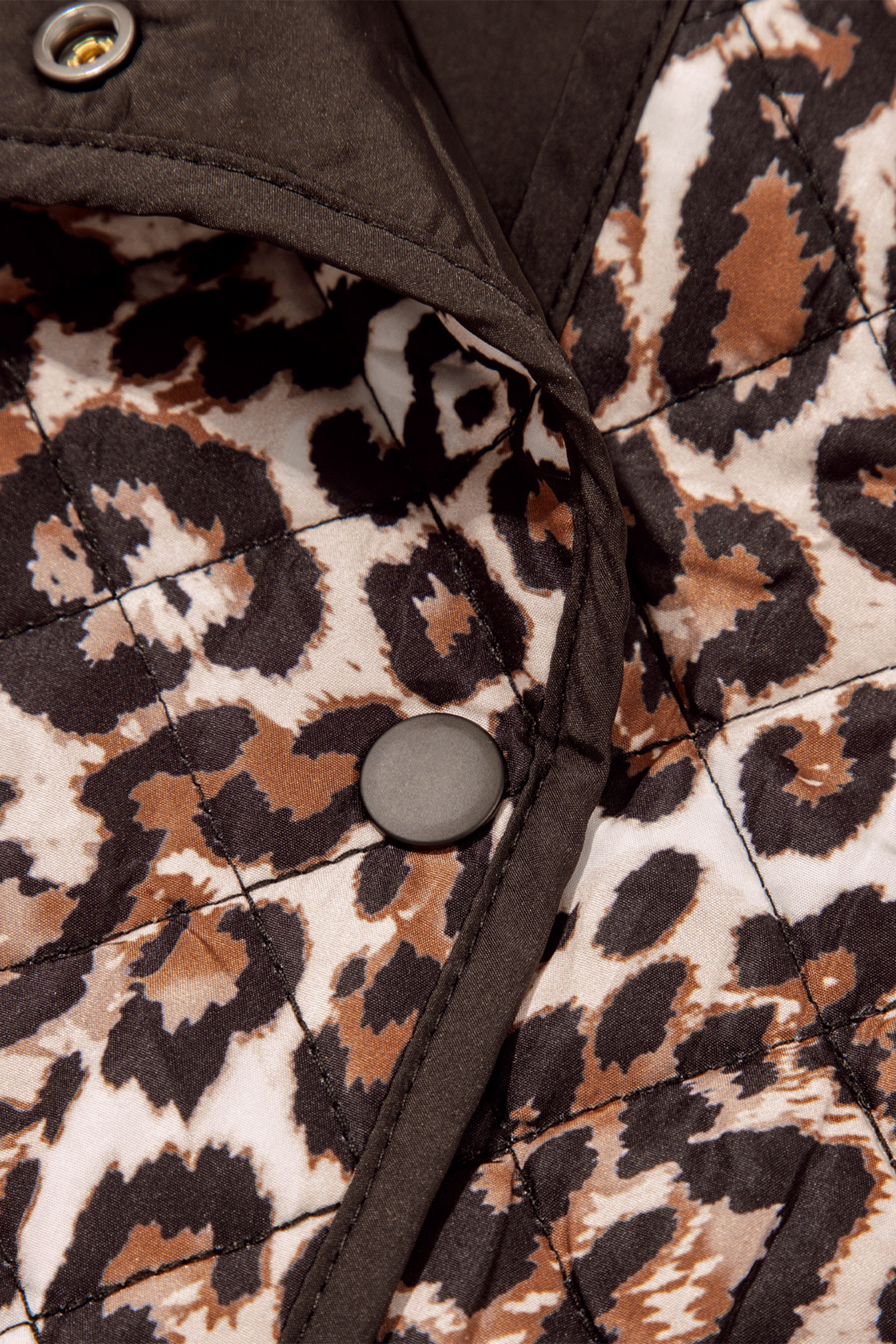 Womens Brown Leopard Print Jacket, Trendy Button Outerwear - Detail View 11 Womens Brown Leopard Print Jacket, Trendy Button Outerwear - Detail View 11