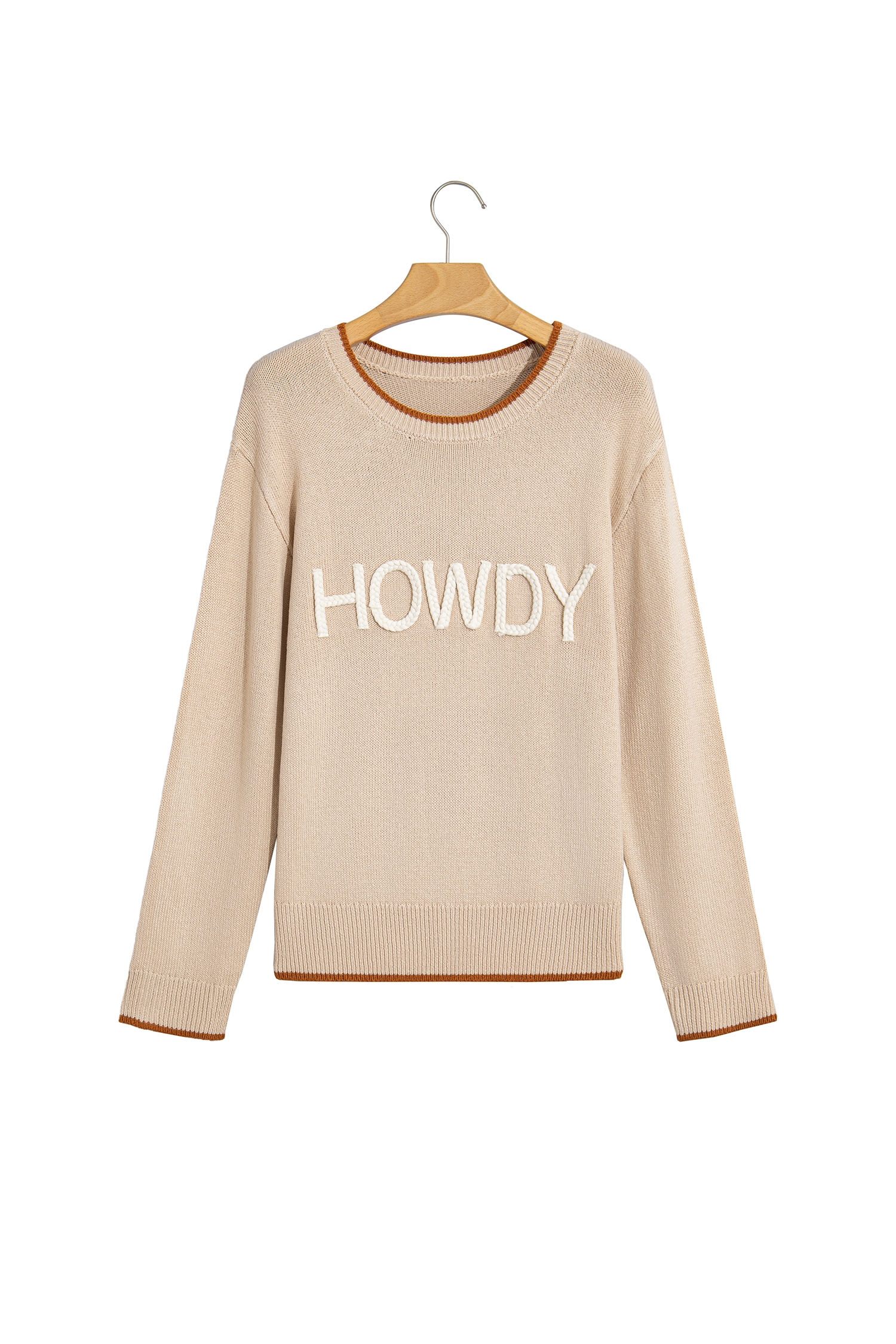 Western Howdy Embroidered Sweater, Women's Parchment Knit Top - Detail View 5 Western Howdy Embroidered Sweater, Women's Parchment Knit Top - Detail View 5