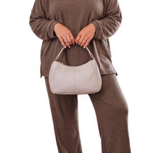 Women's Brown Lounge Set, Casual Long Sleeve Sweatsuit - Main View