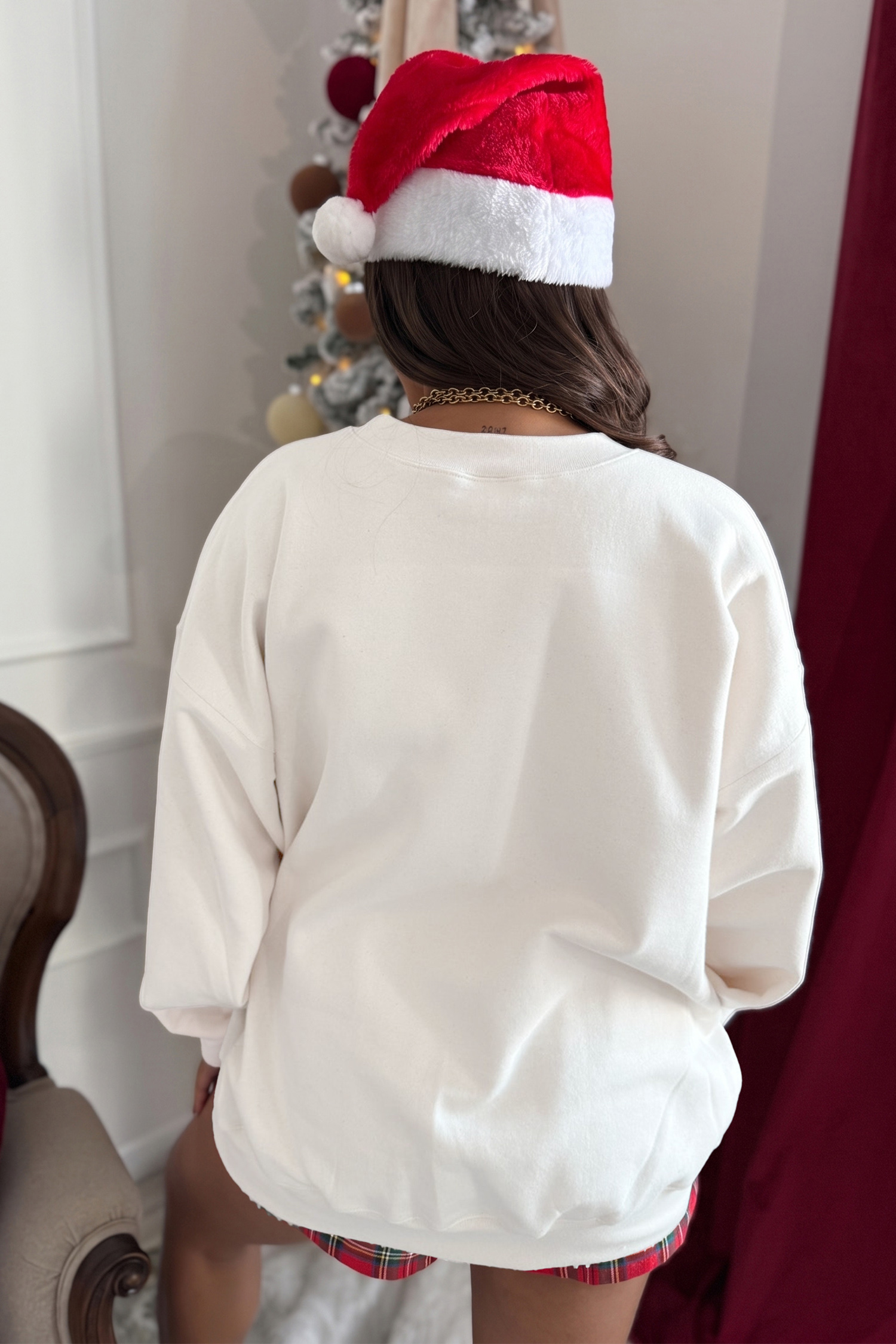 Women's Plaid Pajama Set, Merry Christmas Long Sleeve - Detail View 2 Women's Plaid Pajama Set, Merry Christmas Long Sleeve - Detail View 2