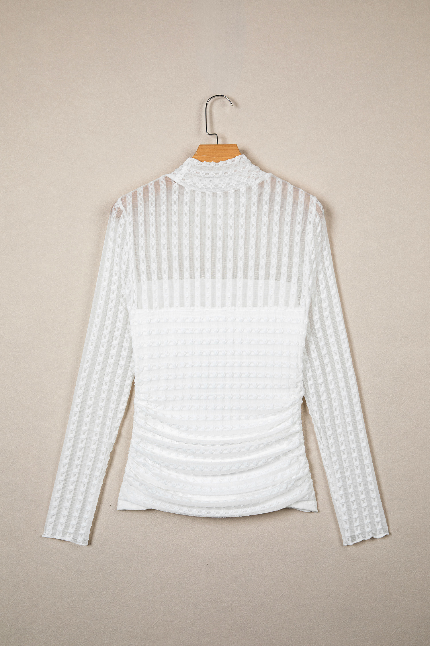 Women's Textured Mock Neck Blouse, Chic Night Out - Detail View 5 Women's Textured Mock Neck Blouse, Chic Night Out - Detail View 5