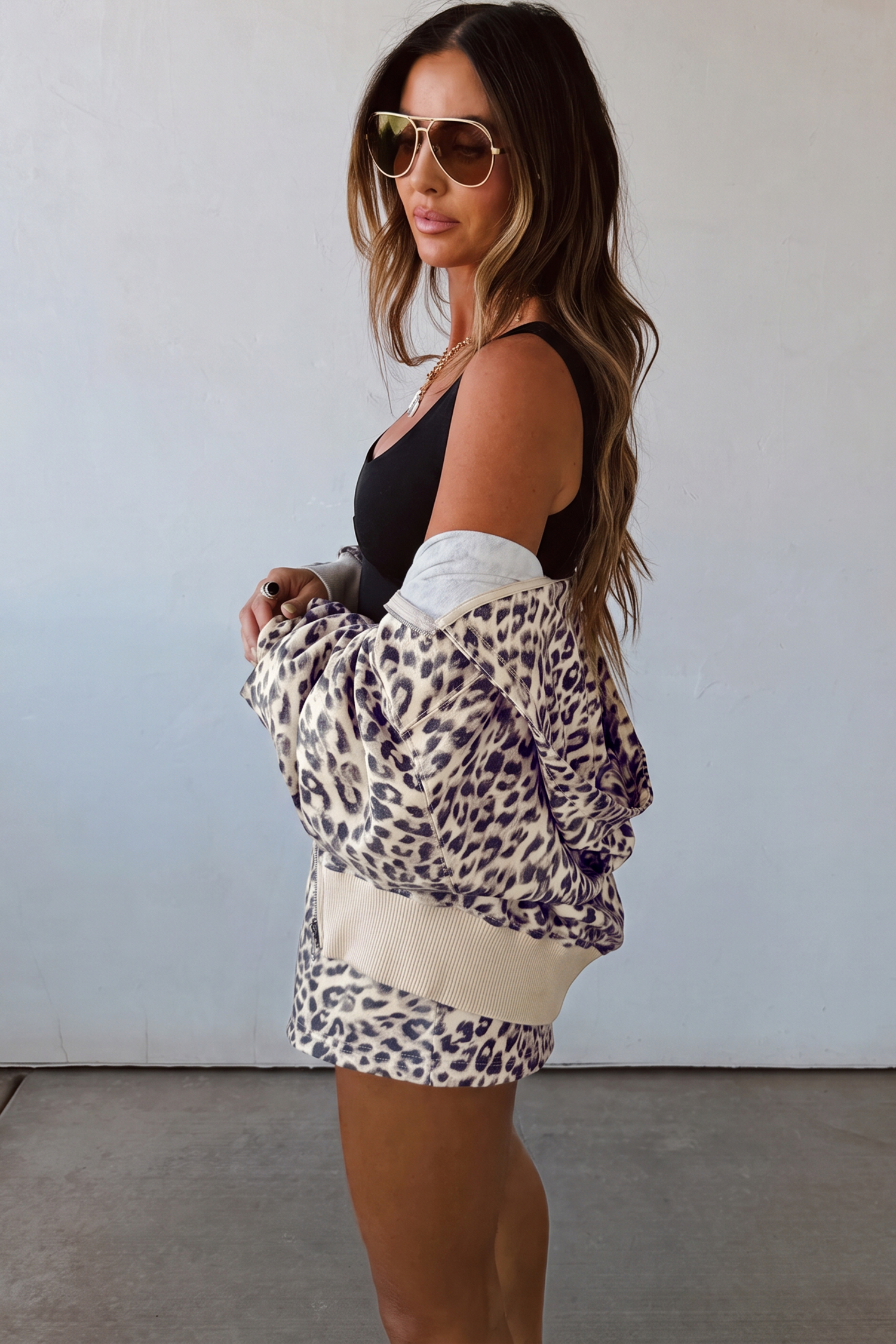 Women's Leopard Print Two Piece Set, Trendy Fall Lounge - Detail View 2 Women's Leopard Print Two Piece Set, Trendy Fall Lounge - Detail View 2