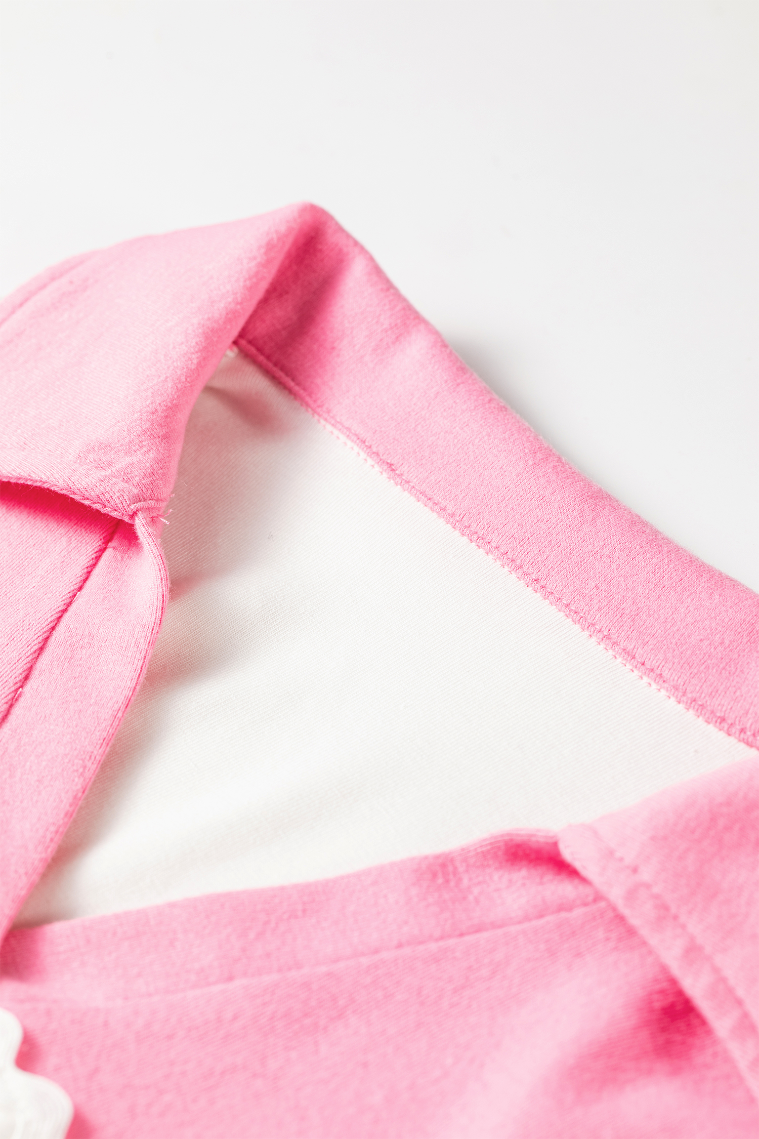 Women's Pink Color Block Top, Casual V Neck Fall Pullover - Detail View 10 Women's Pink Color Block Top, Casual V Neck Fall Pullover - Detail View 10