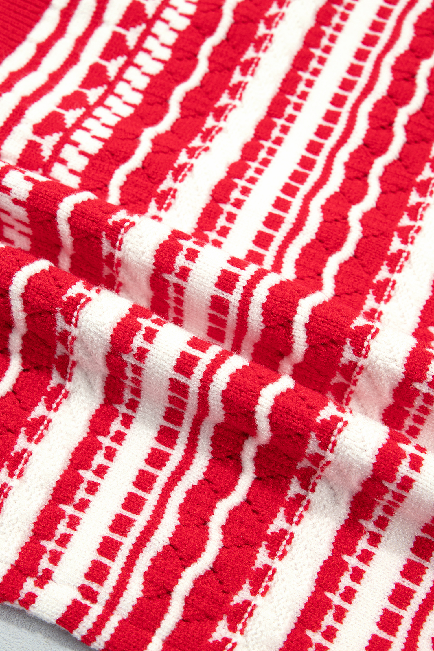 Women's Geometric Knit Cardigan, Striped Button Front - Detail View 11 Women's Geometric Knit Cardigan, Striped Button Front - Detail View 11