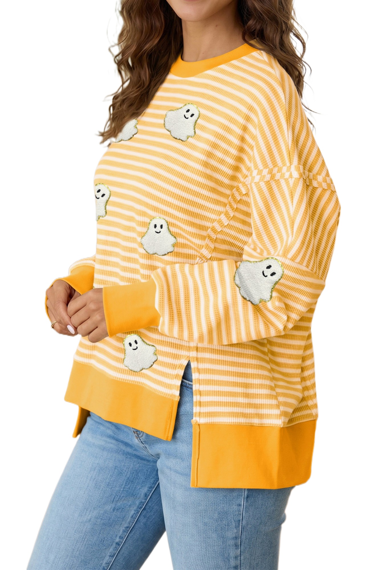 Women's Striped Ghost Top, Casual Autumn Long Sleeve - Main View Women's Striped Ghost Top, Casual Autumn Long Sleeve - Main View