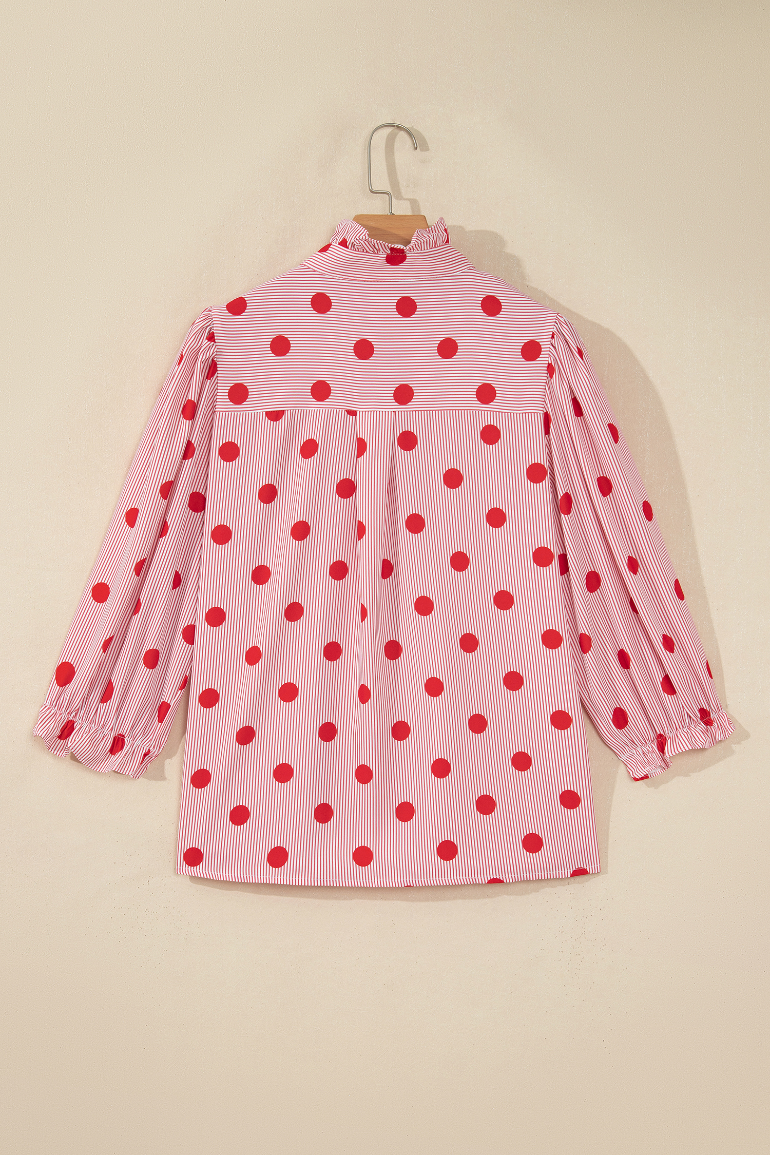 Women's Striped Polka Dot Blouse, Trendy Spring Top - Detail View 5 Women's Striped Polka Dot Blouse, Trendy Spring Top - Detail View 5