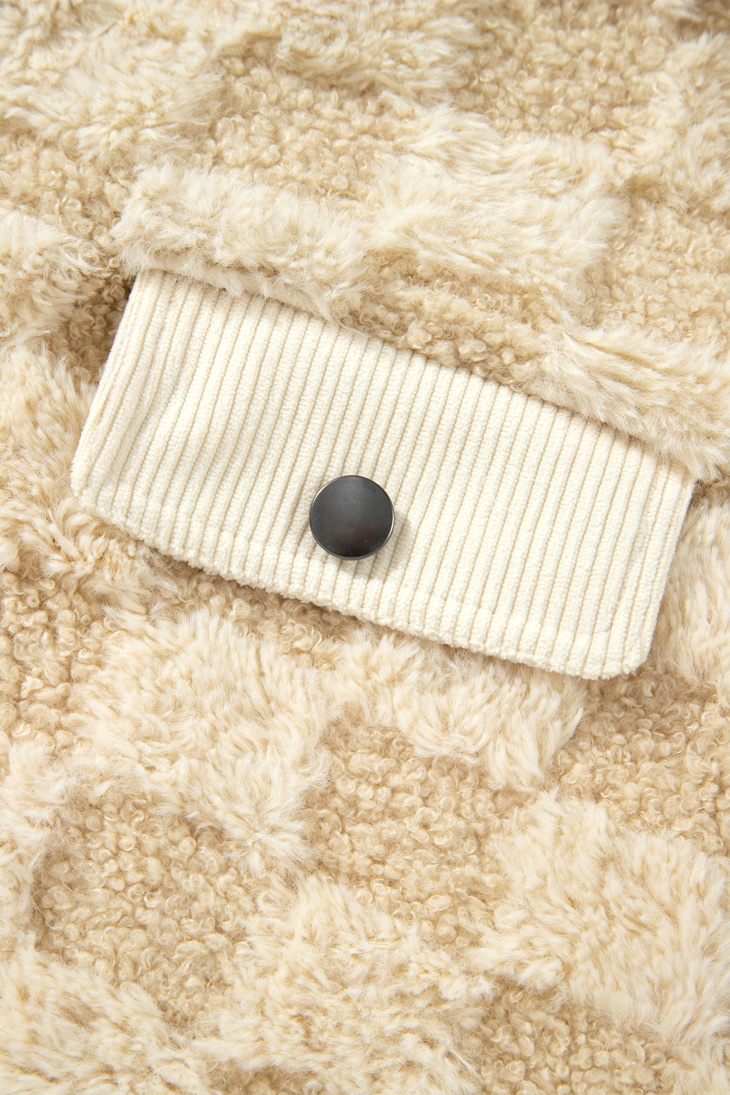 Checkered Sherpa Shacket, Casual Long Sleeve Fall Jacket - Detail View 8 Checkered Sherpa Shacket, Casual Long Sleeve Fall Jacket - Detail View 8