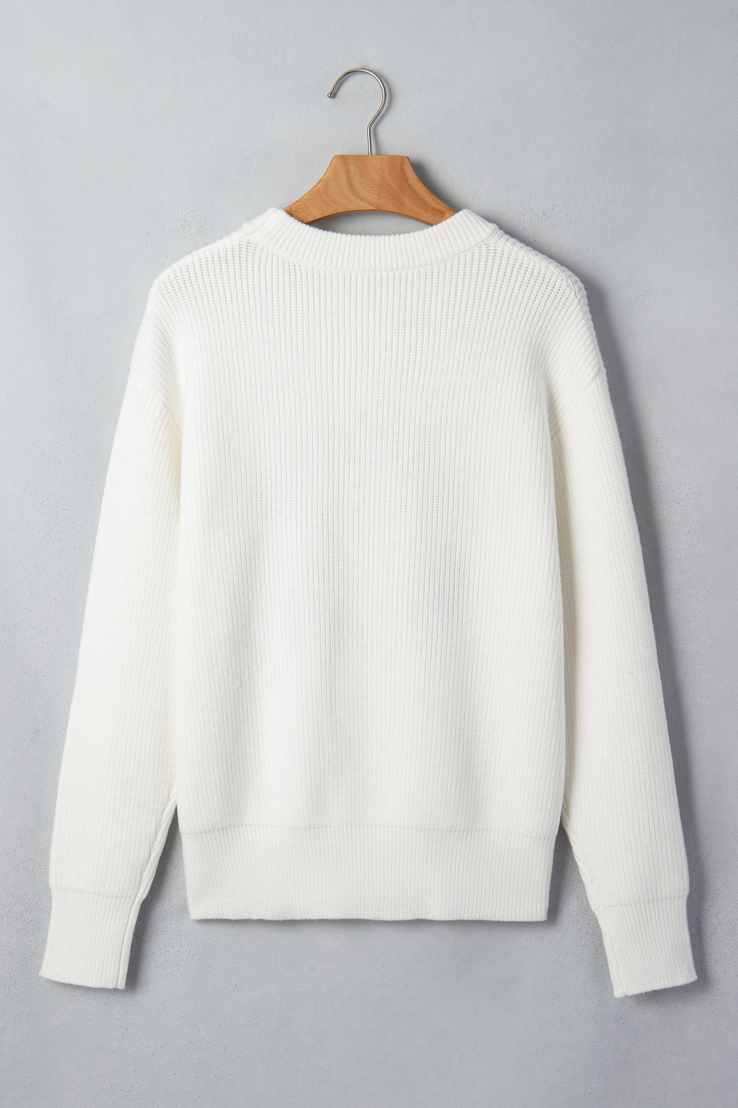 Women's Christmas Wreath Sweater, Casual Round Neck - Detail View 7 Women's Christmas Wreath Sweater, Casual Round Neck - Detail View 7