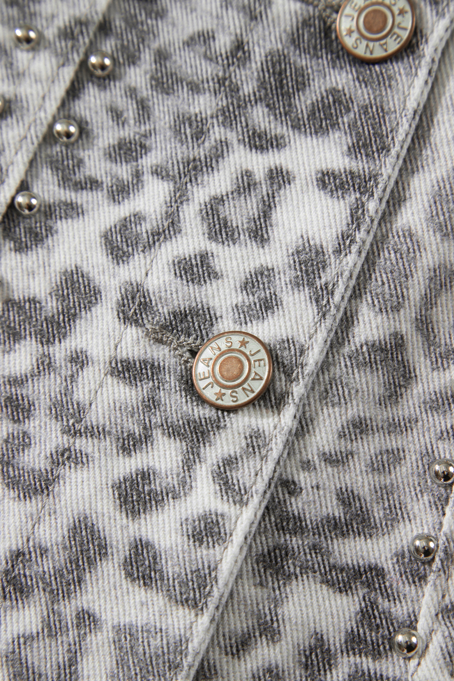 Cotton Leopard Denim Jacket, Women's Studded Collar Top - Detail View 12 Cotton Leopard Denim Jacket, Women's Studded Collar Top - Detail View 12